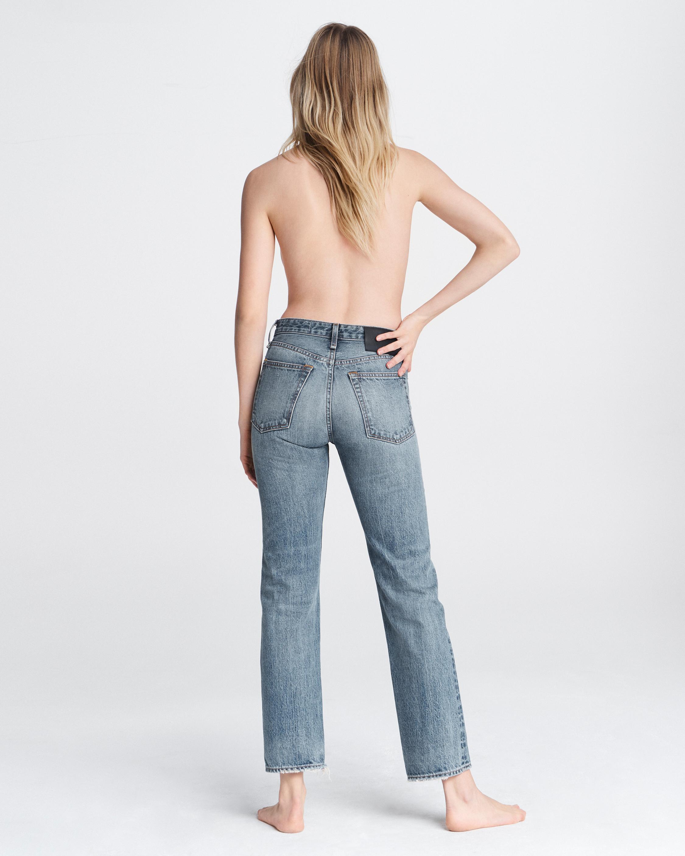 Maya High-Rise Ankle Straight Jeans in Light Indigo | rag & bone