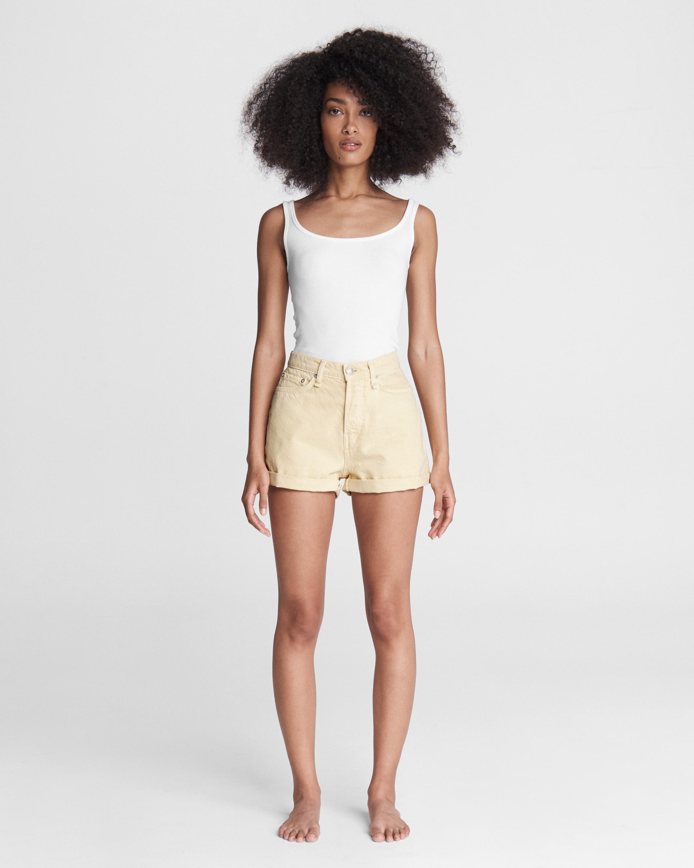 Buy the Maya High-Rise Shorty Short - Lemon Drop | rag & bone