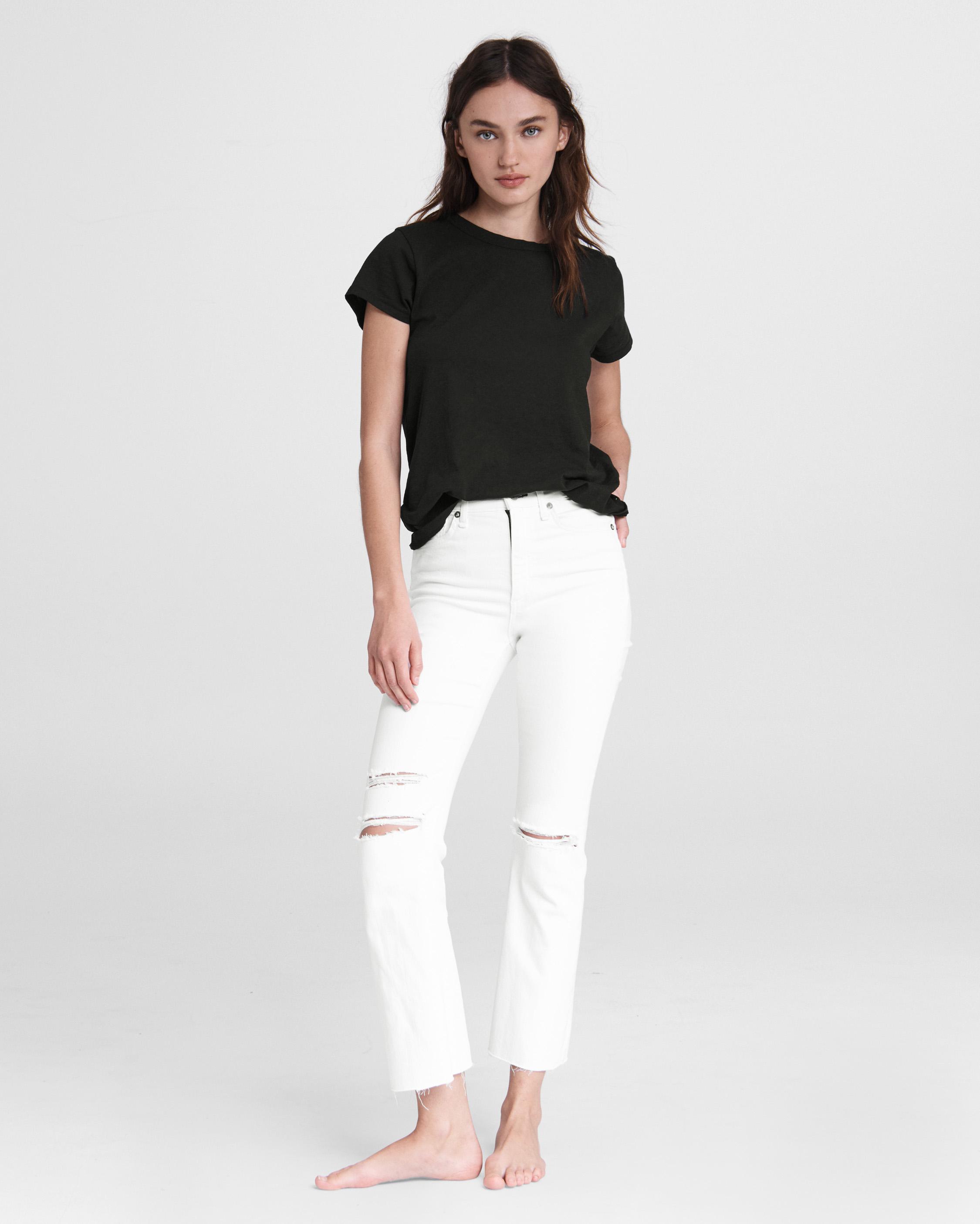 White Jeans for Women, Slim Fit with Ankle Flare