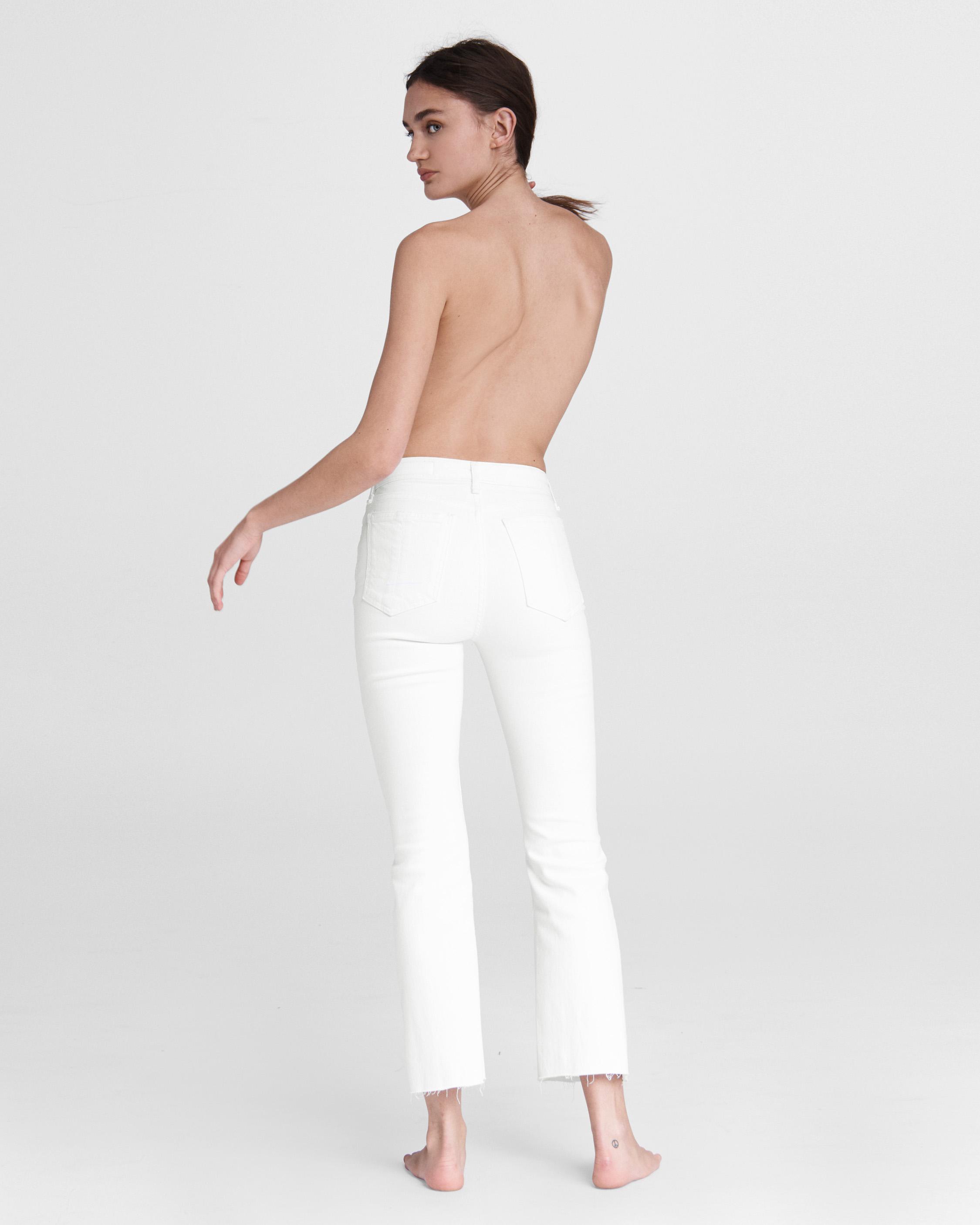 Nina High-Rise Flare - Summer - Summer White W/ Holes | rag & bone