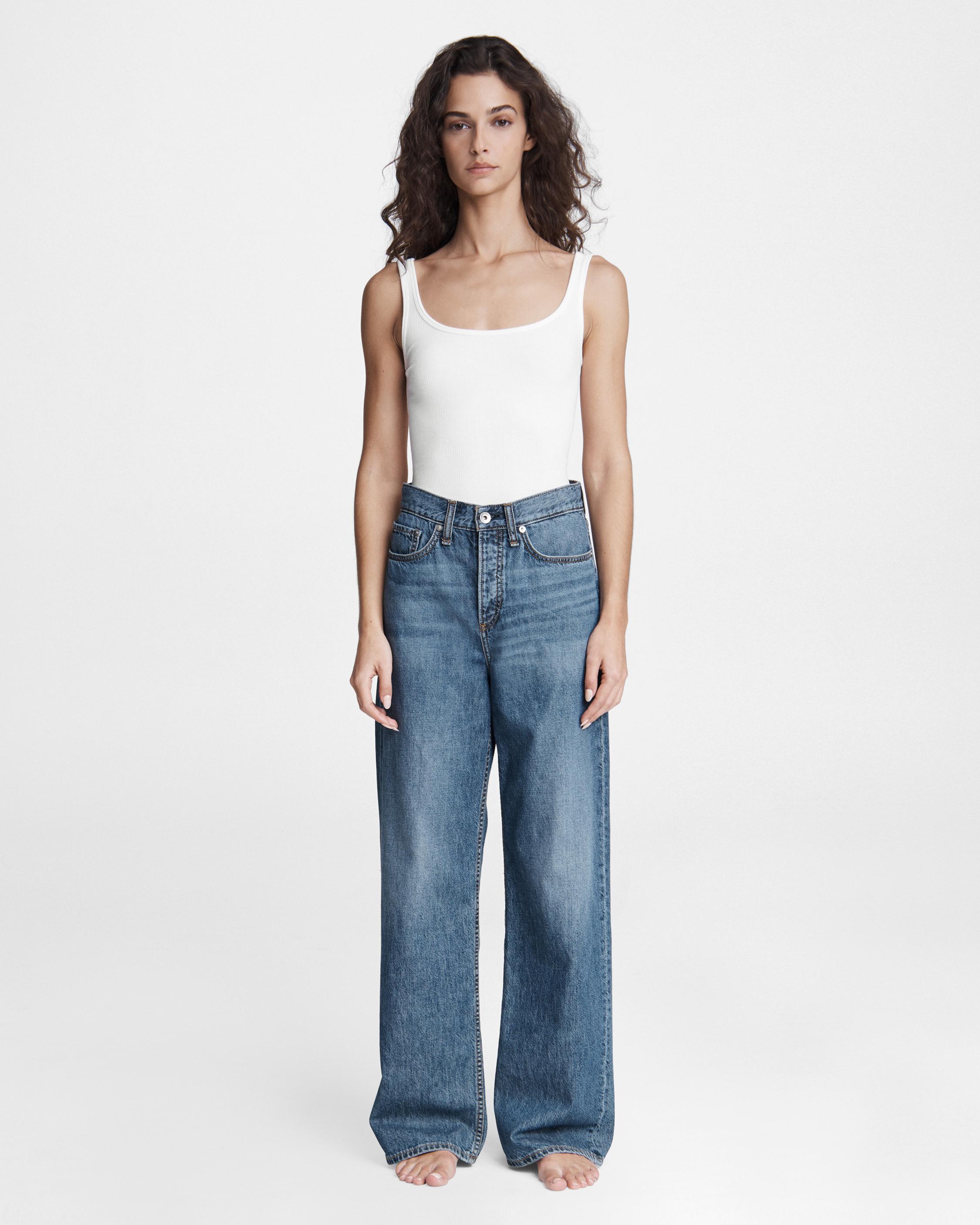 Logan Low-Rise Wide Leg Jean - Mid Tone Linen | rag & bone