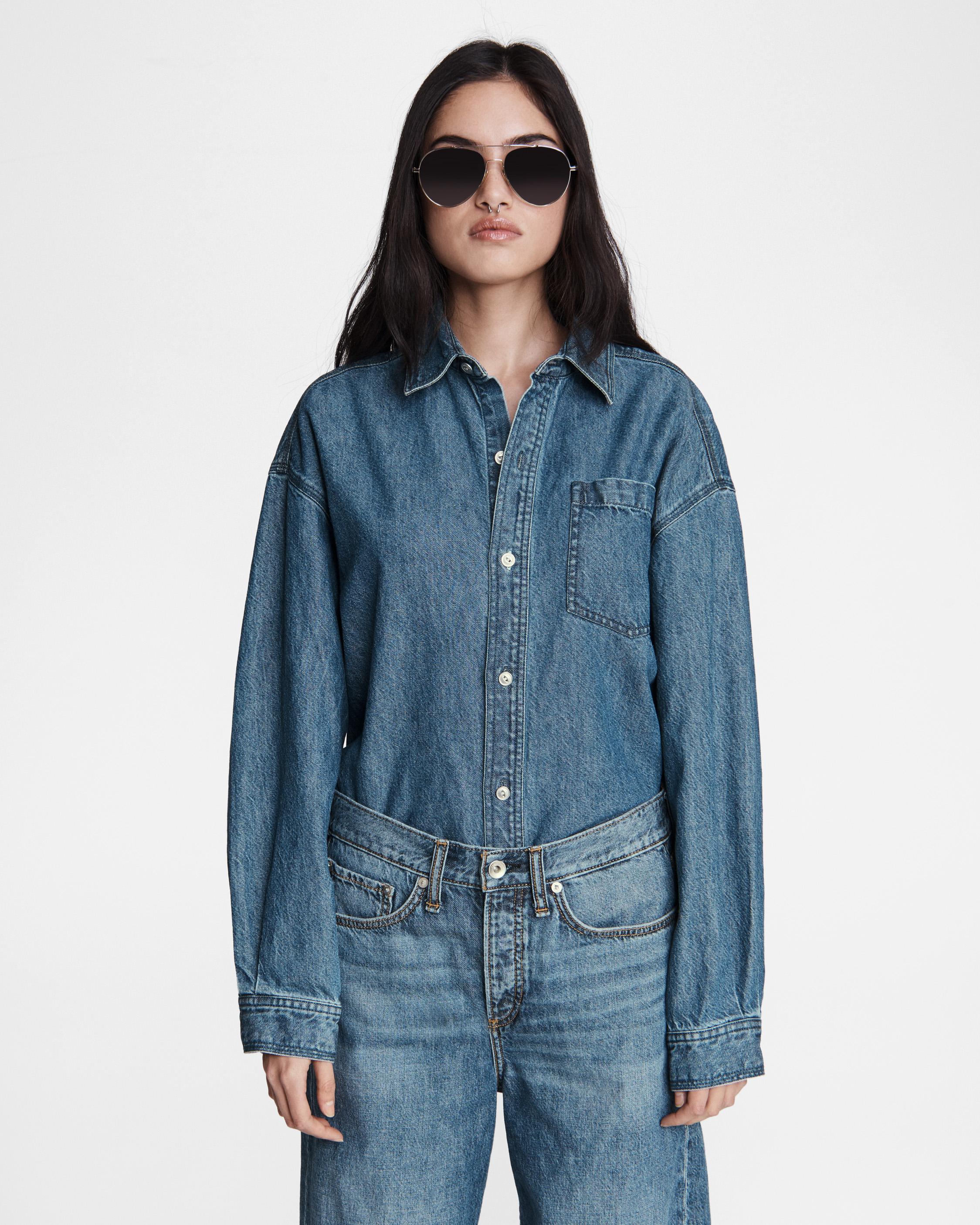 Oversized Cotton Linen Shirt - Mid Tone Linen | rag & bone