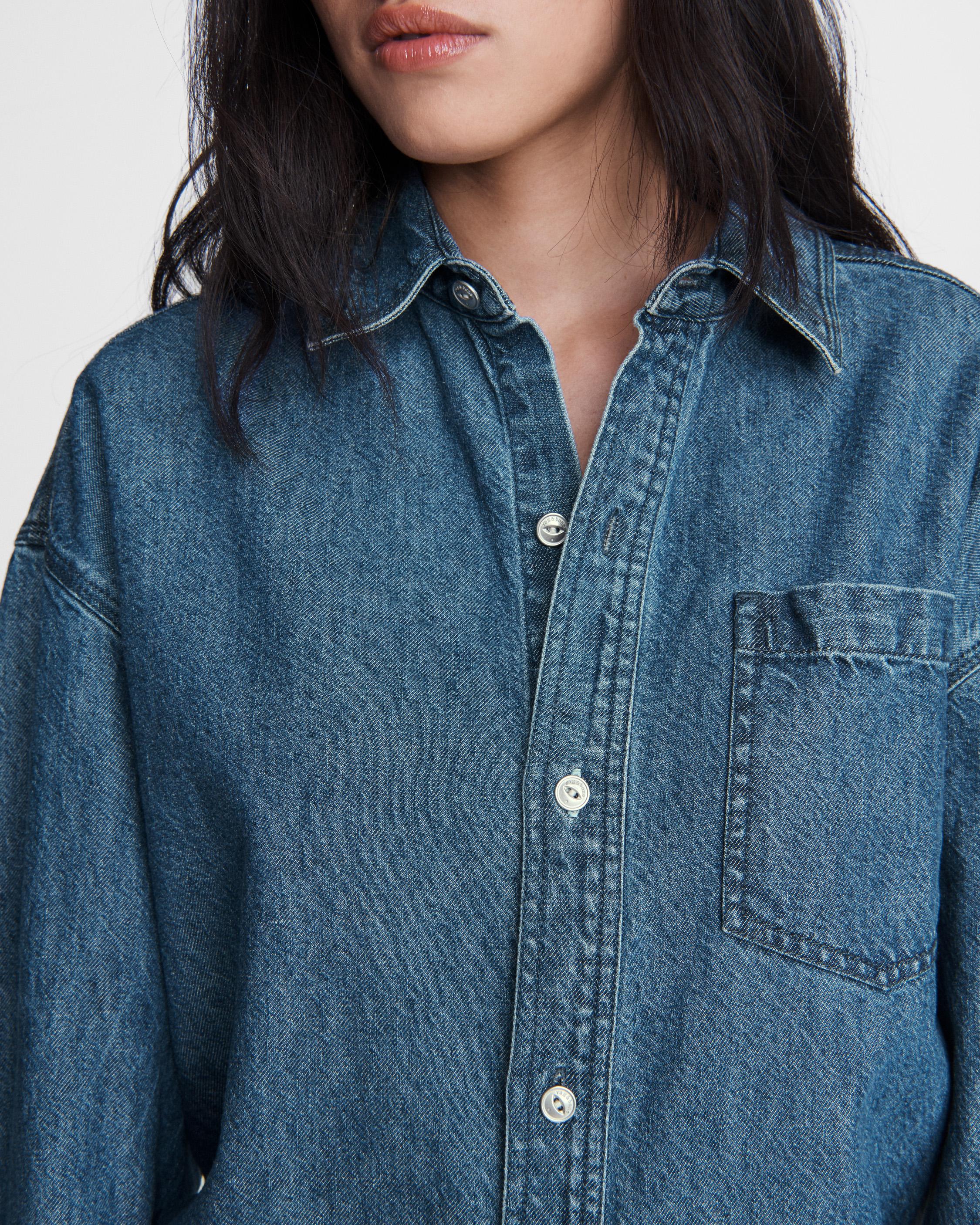 Oversized Cotton Linen Shirt - Mid Tone Linen | rag & bone