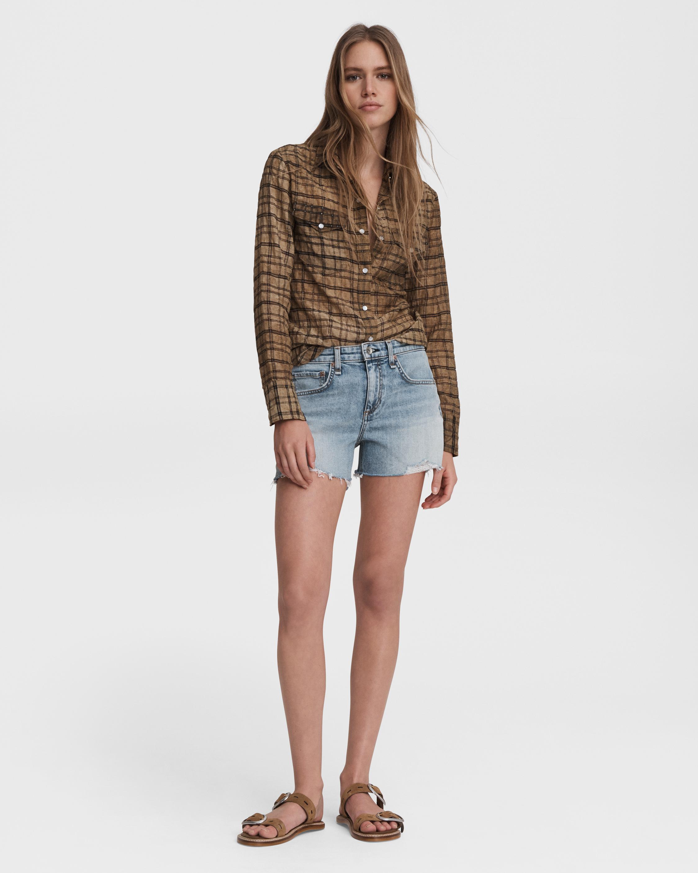 Dre Low-Rise Cutoff Jean Shorts in Misha