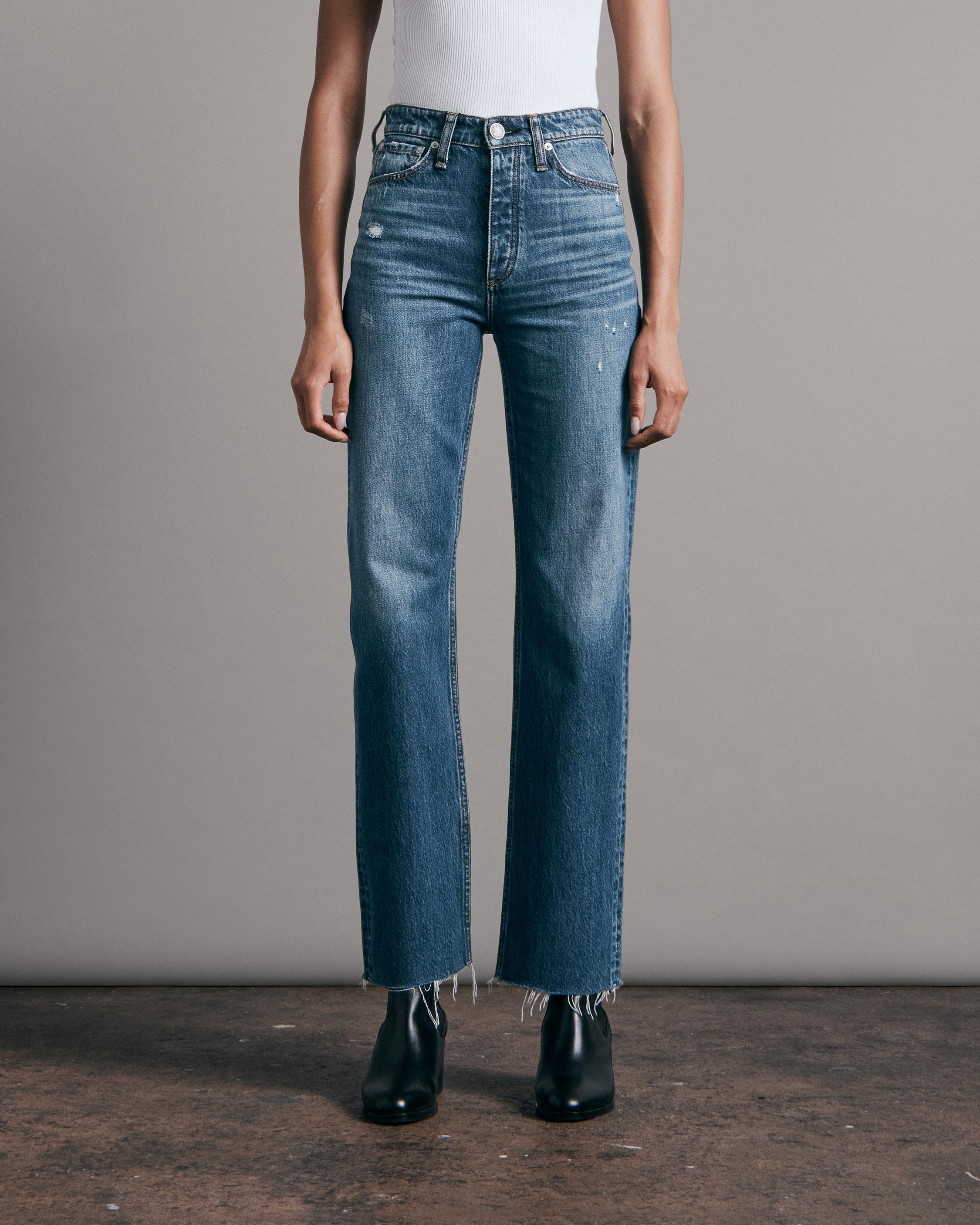 Buy the Alex High-Rise Straight - Ash | rag & bone