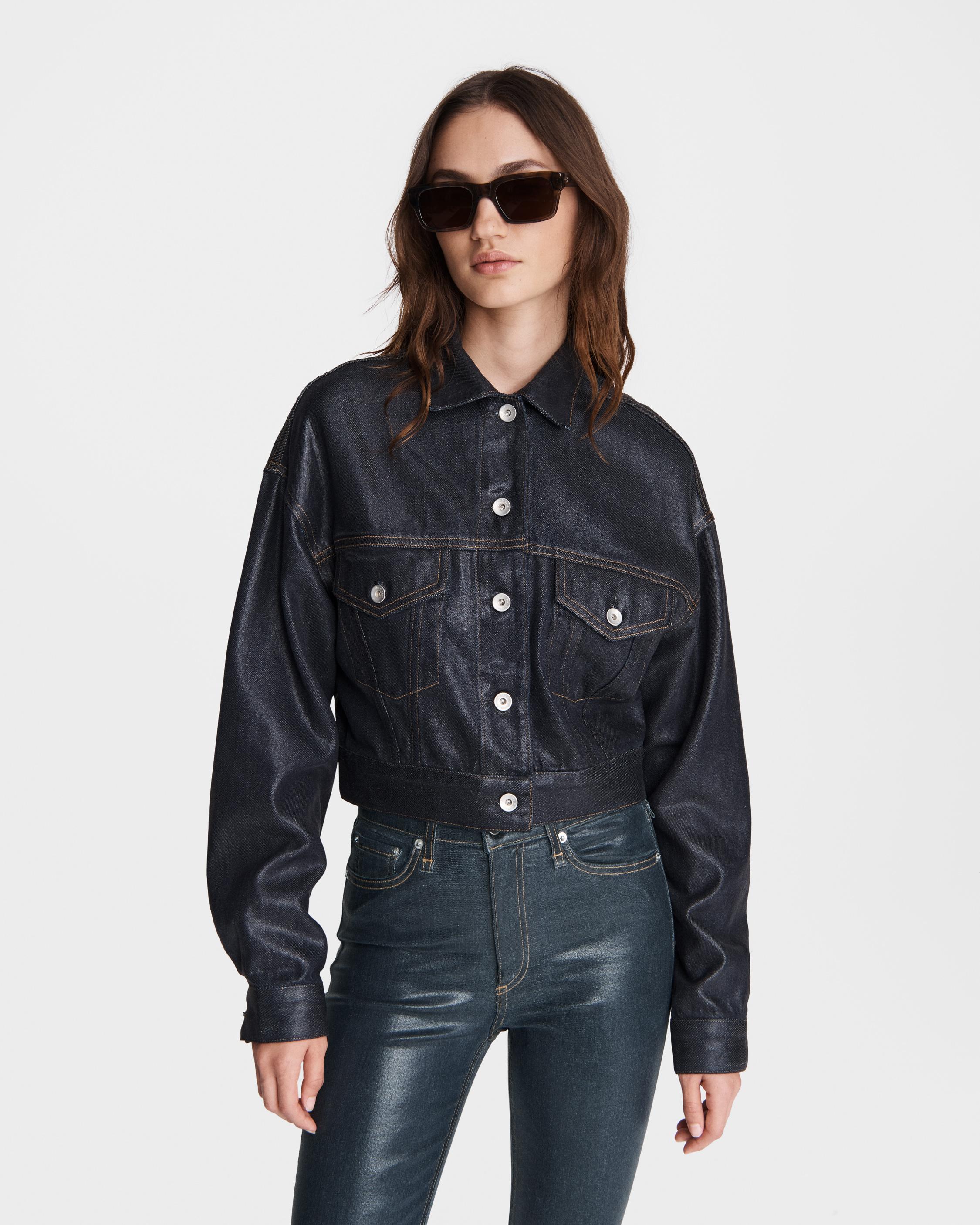 Rag and bone denim jacket with leather sleeves best sale