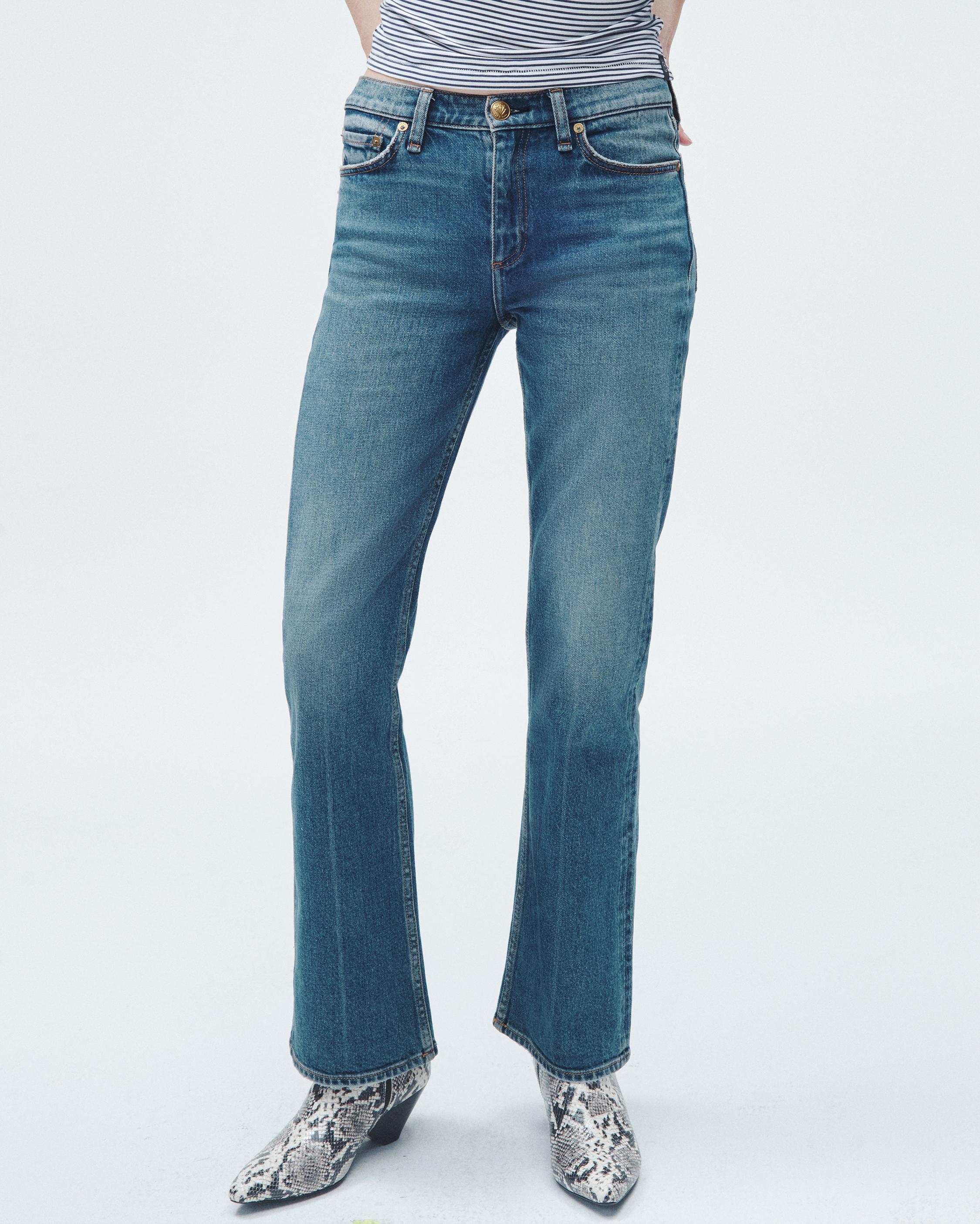 Vintage Stretch Denim Jeans Women Boot Cut Flare Pants Wide Leg