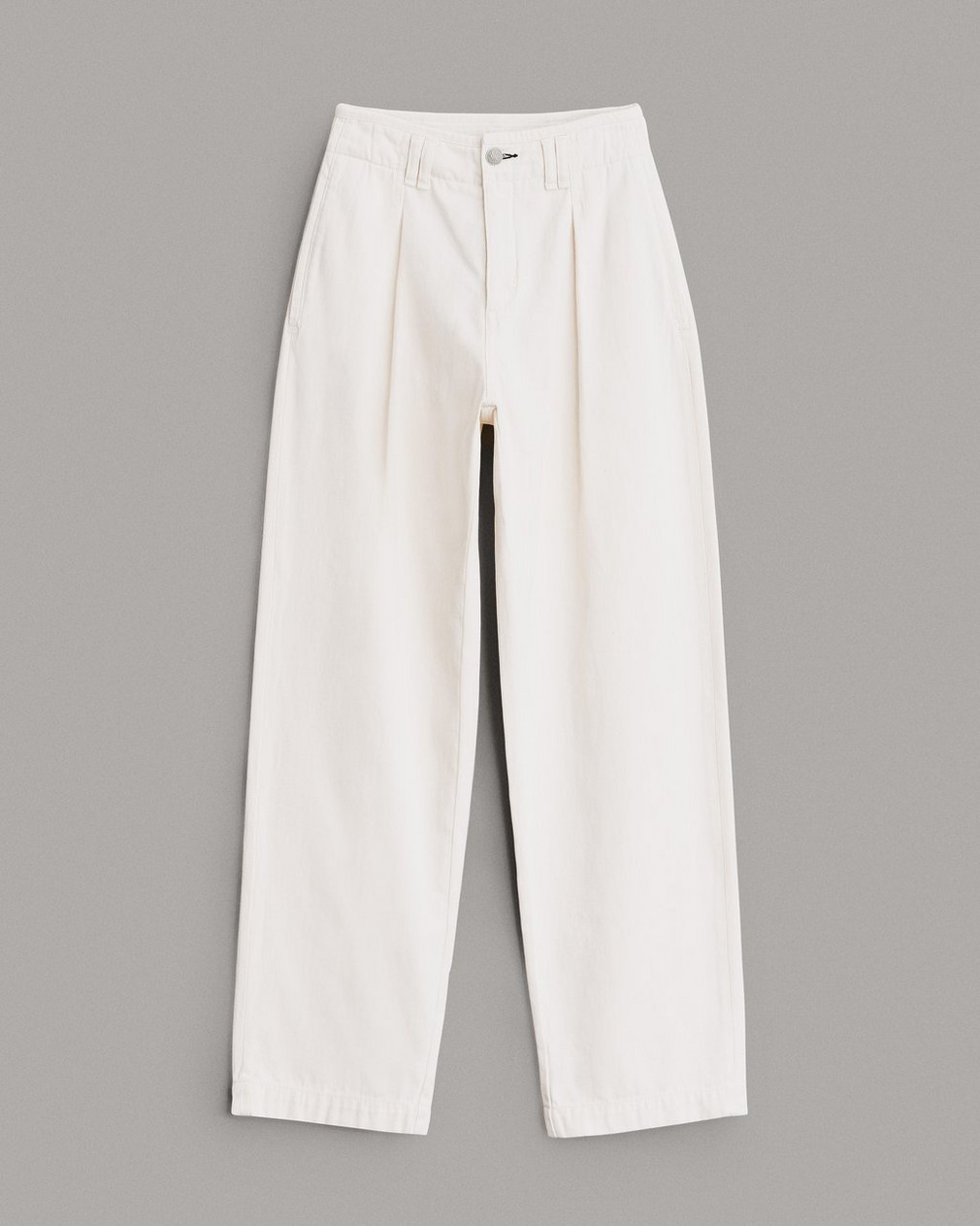 High Rise Pleated Cotton Trouser