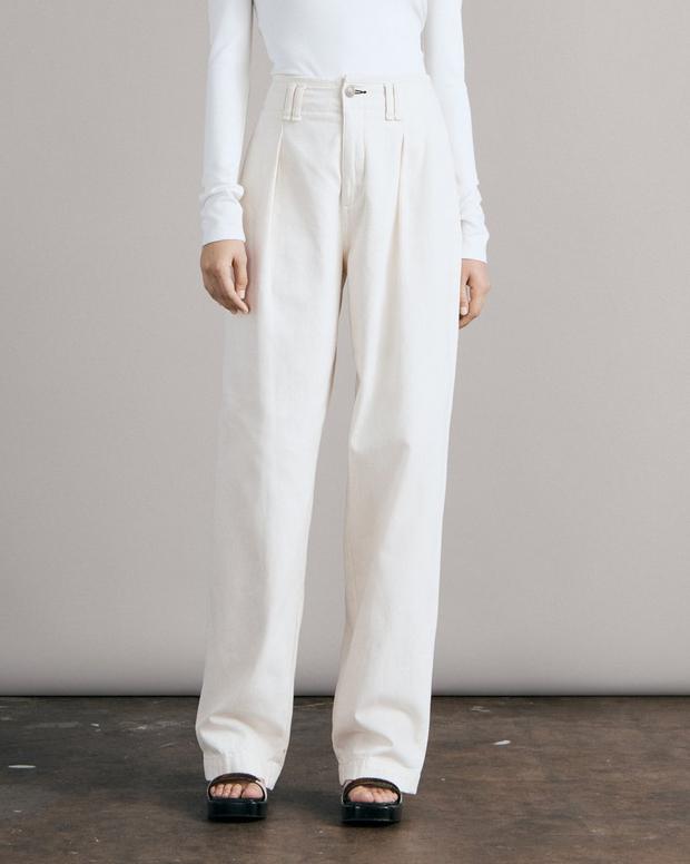 High Rise Pleated Cotton Trouser image number 3