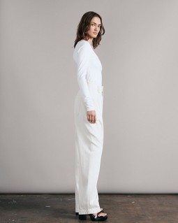 High Rise Pleated Cotton Trouser image number 4