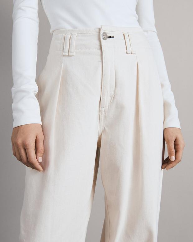 High Rise Pleated Cotton Trouser image number 6