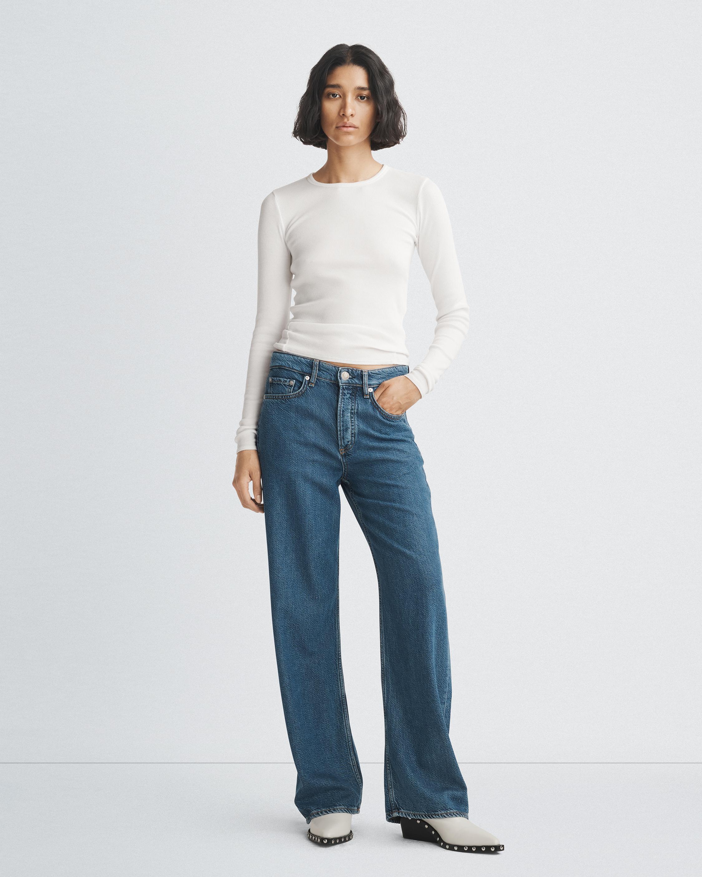 Logan - Women's Wide Leg Jean, Mid Rise, Deep Blue | rag & bone