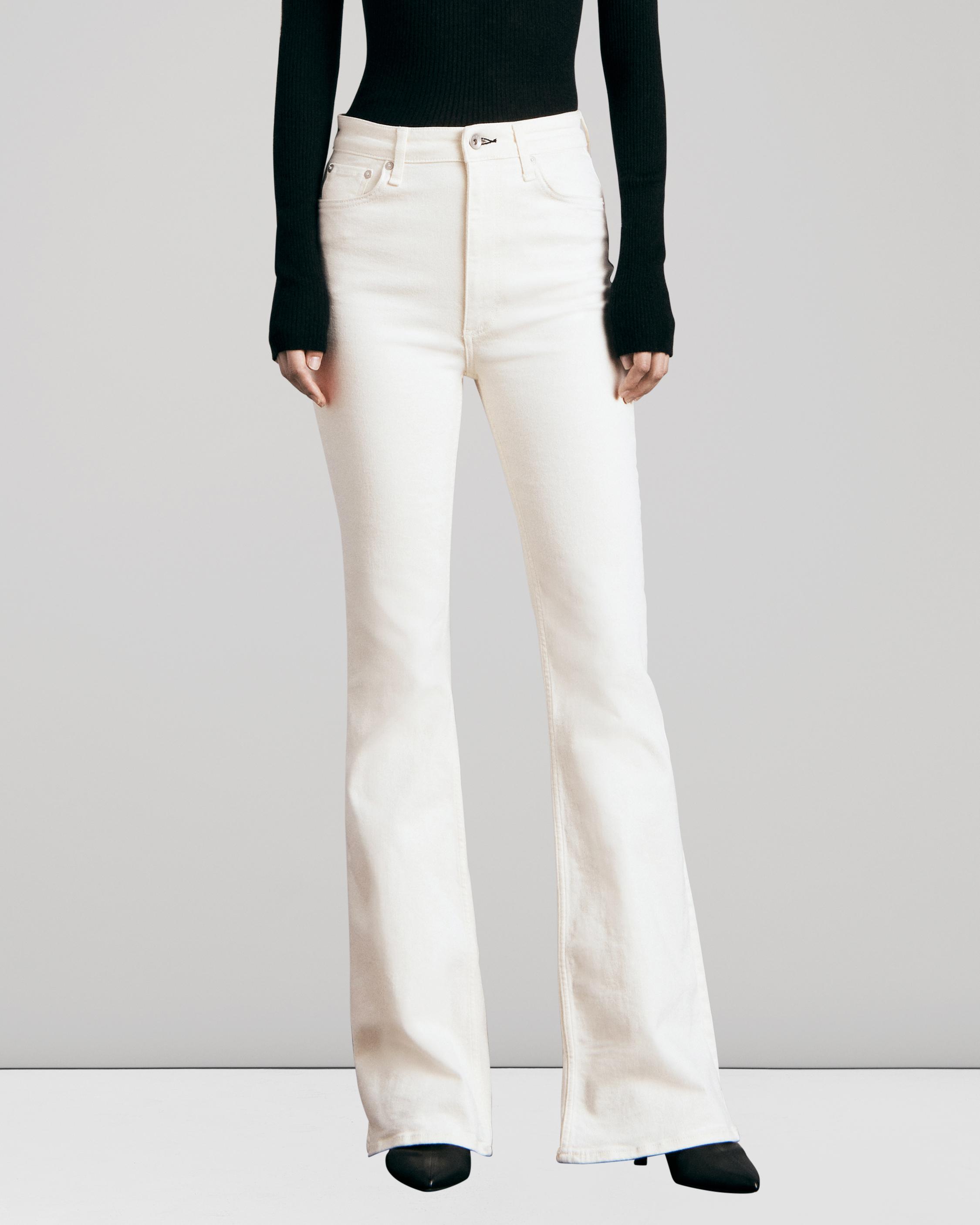 White Jeans for Women, Slim Fit with Ankle Flare