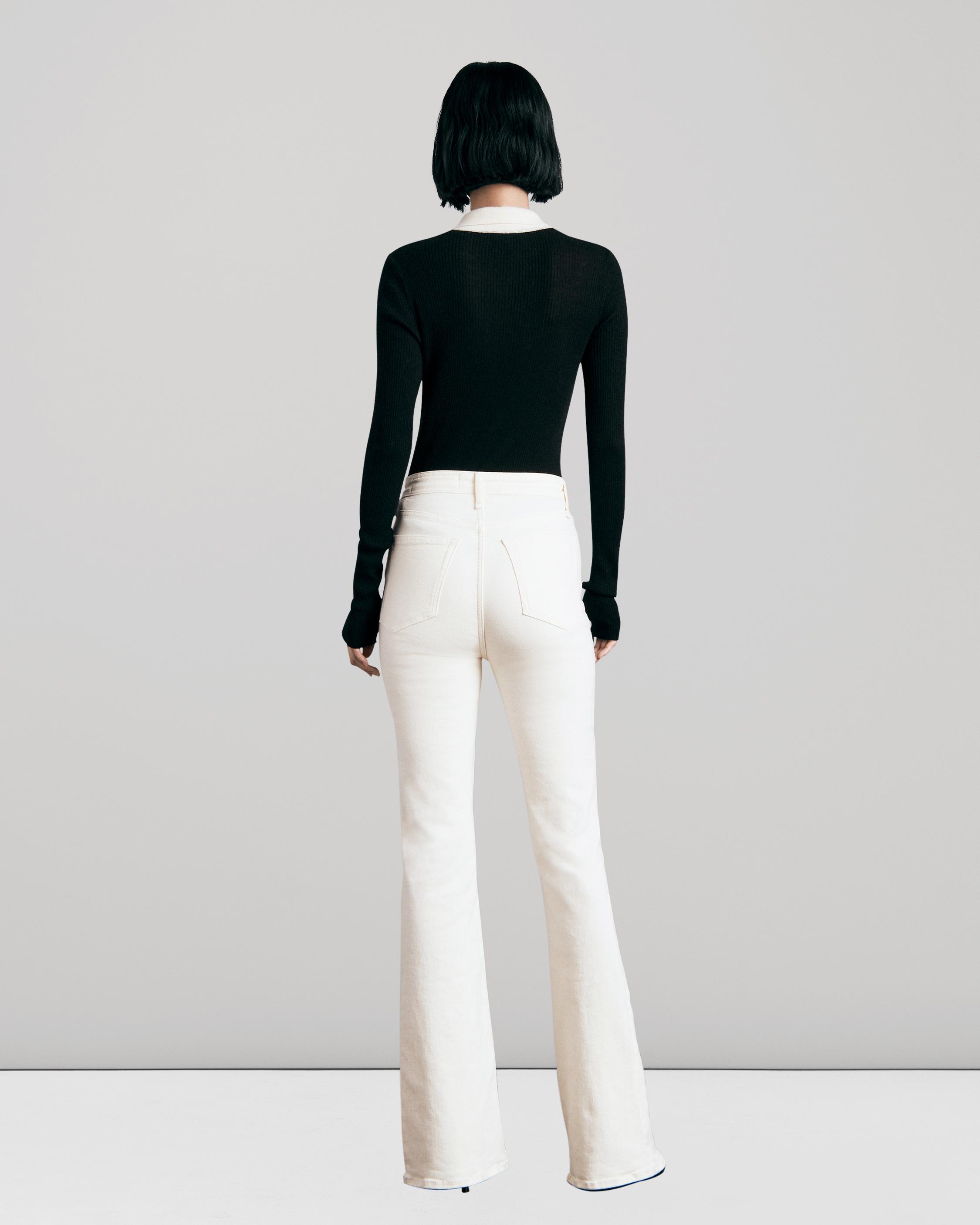 White Jeans for Women, Slim Fit with Ankle Flare