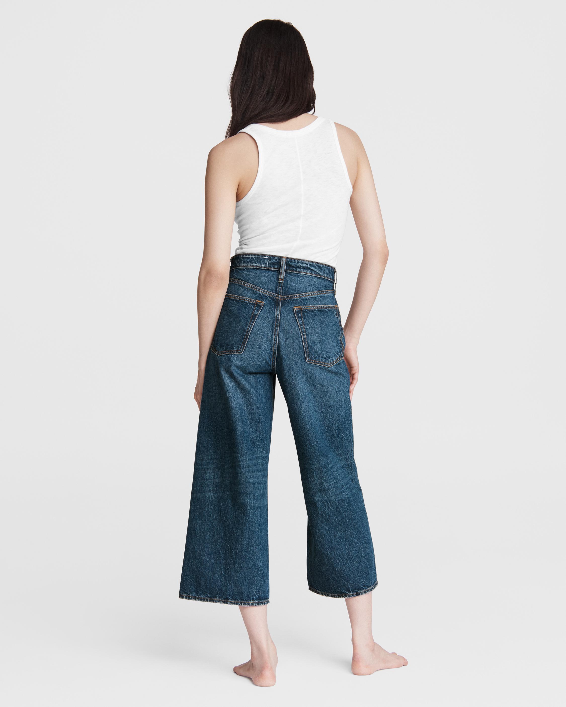 rag & bone Maya High Waist Wide Leg Ankle Jeans Bride Trail 29