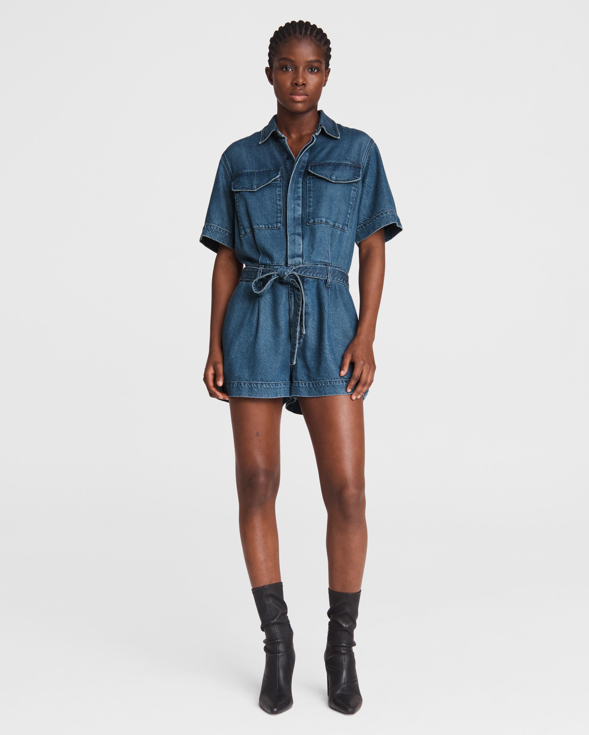 oversized denim romper