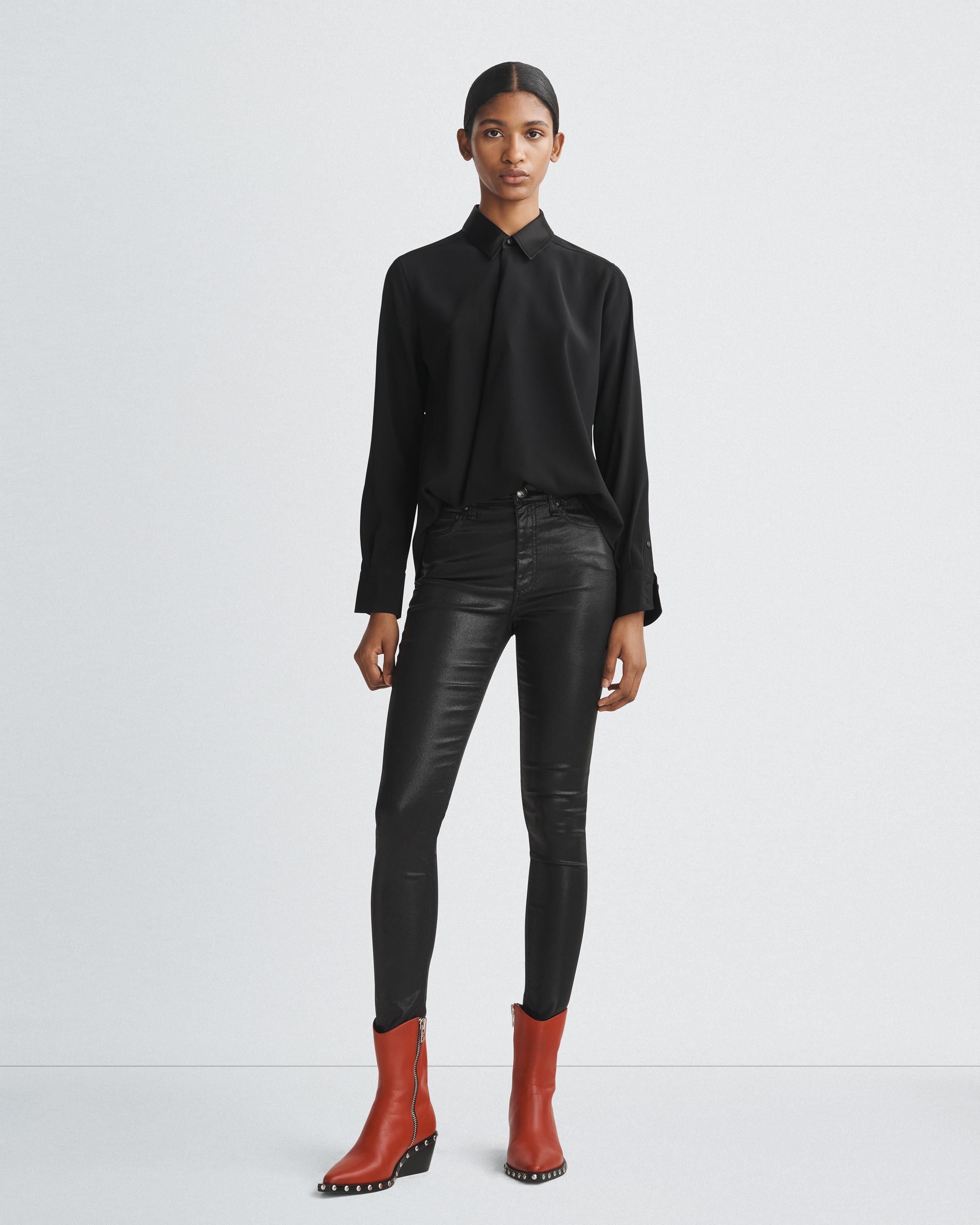 Rag and Bone Rag Bonejean The Skinny Leather Jeans Black, $990