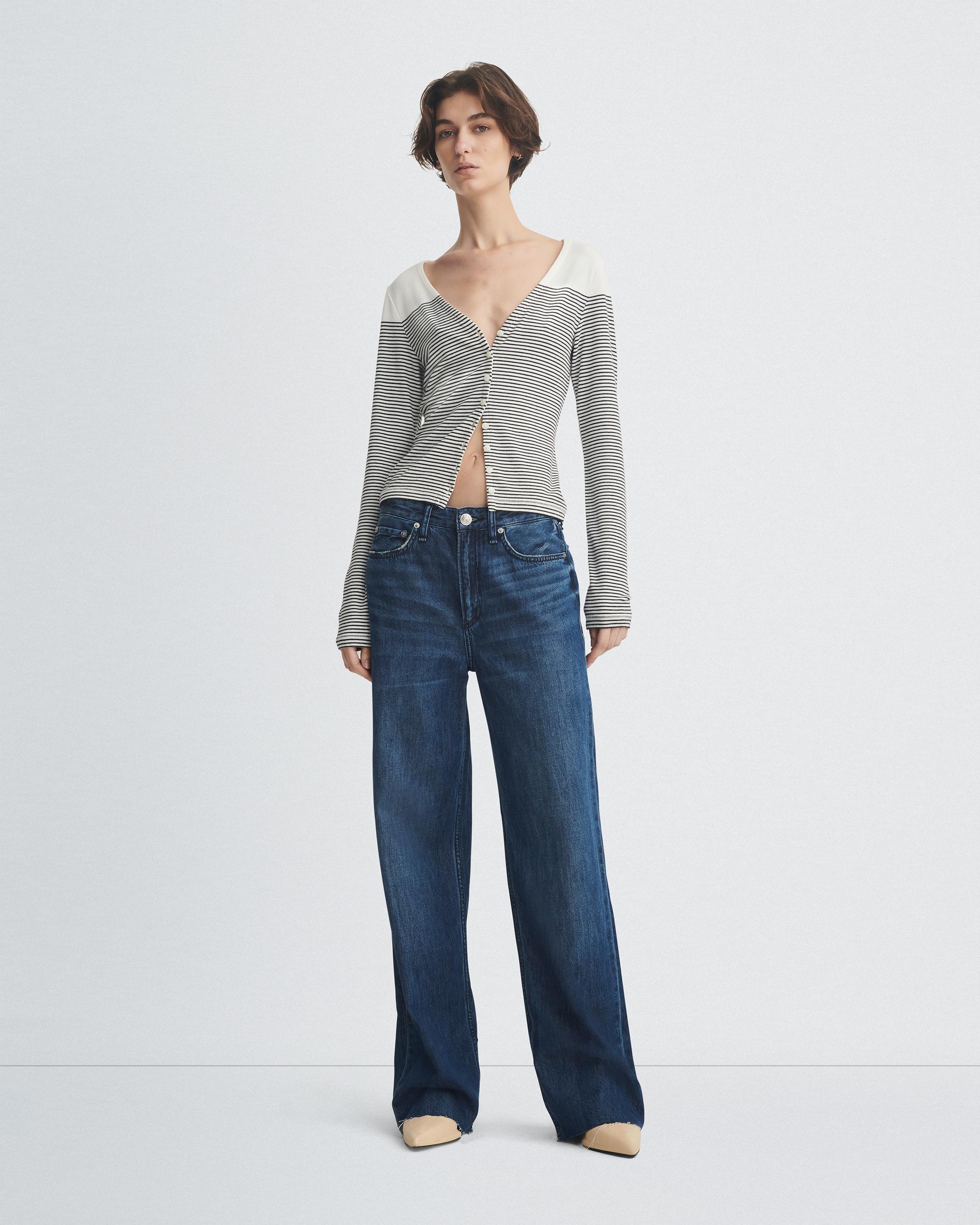 rag & bone Logan Featherweight Mid Rise Wide Leg Jeans