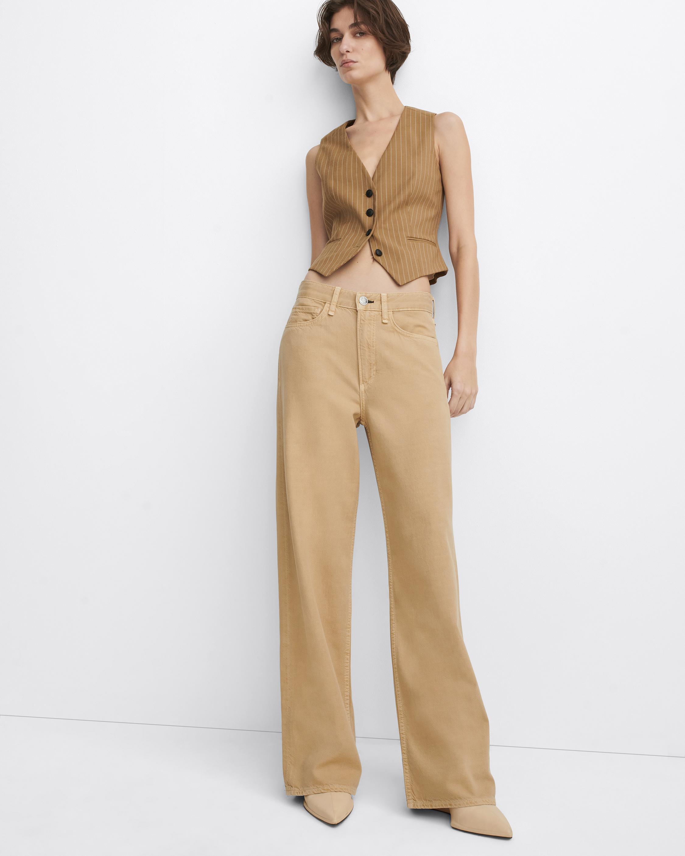 Cassidy High Rise Straight Corduroy Pants - Khaki