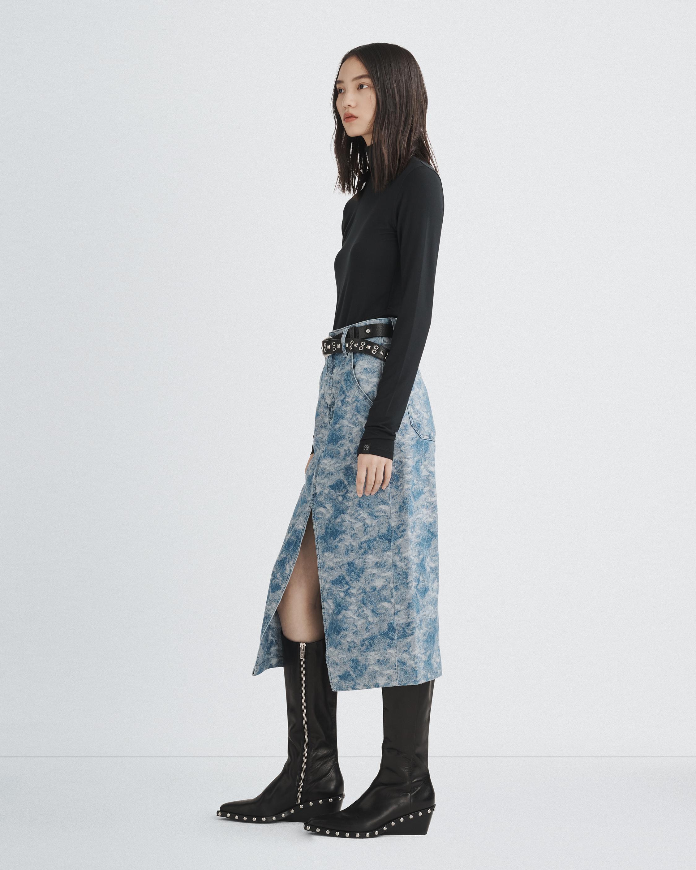 Sid Cotton Jacquard Skirt - Denim Jacquard | rag & bone