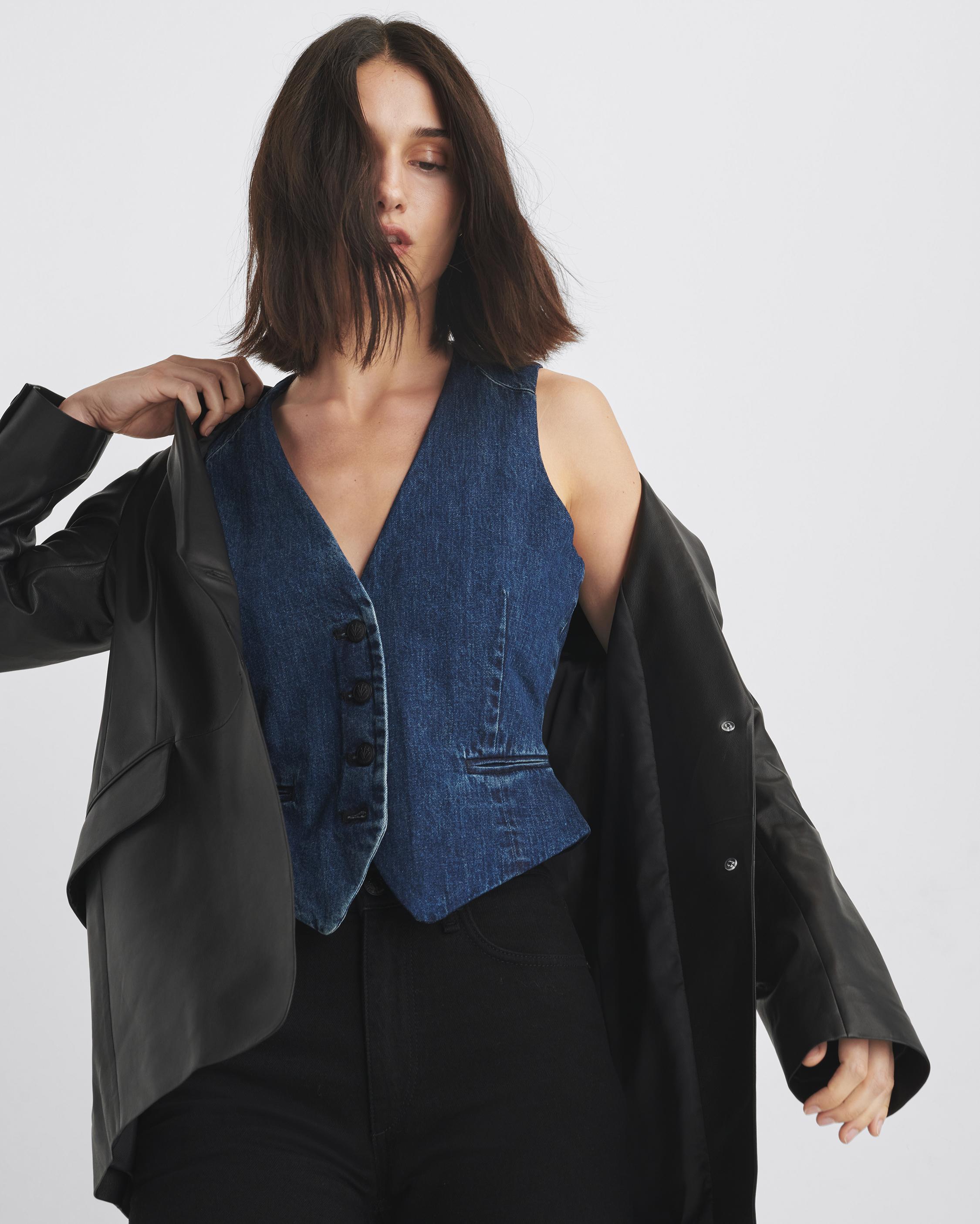 【関税込み】rag & bone ネイビー Priya デニムベスト rag & boneのネイビー Priya デニムベストがセール中