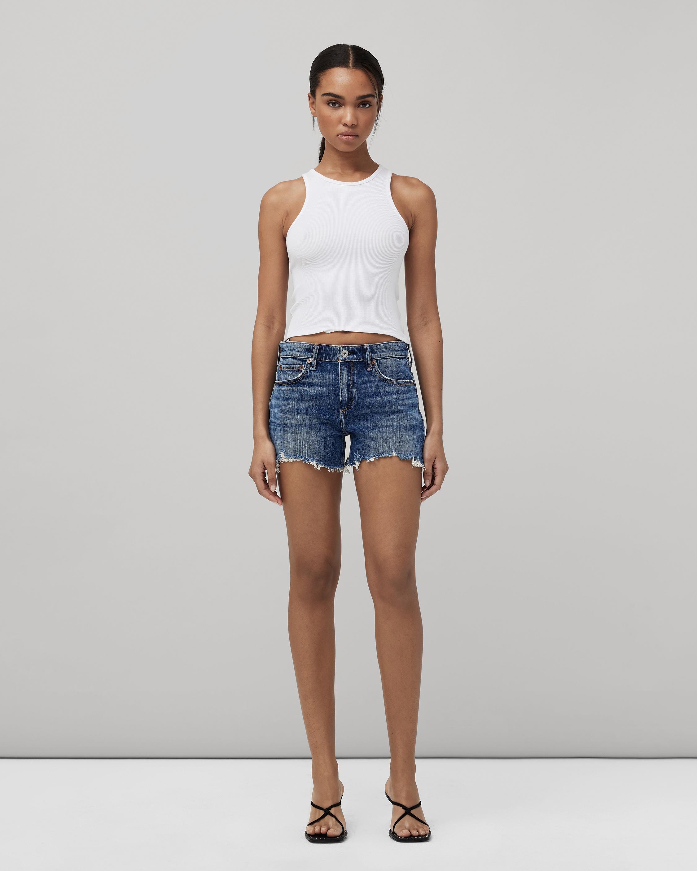 High-Waisted Denim Shorty Shorts