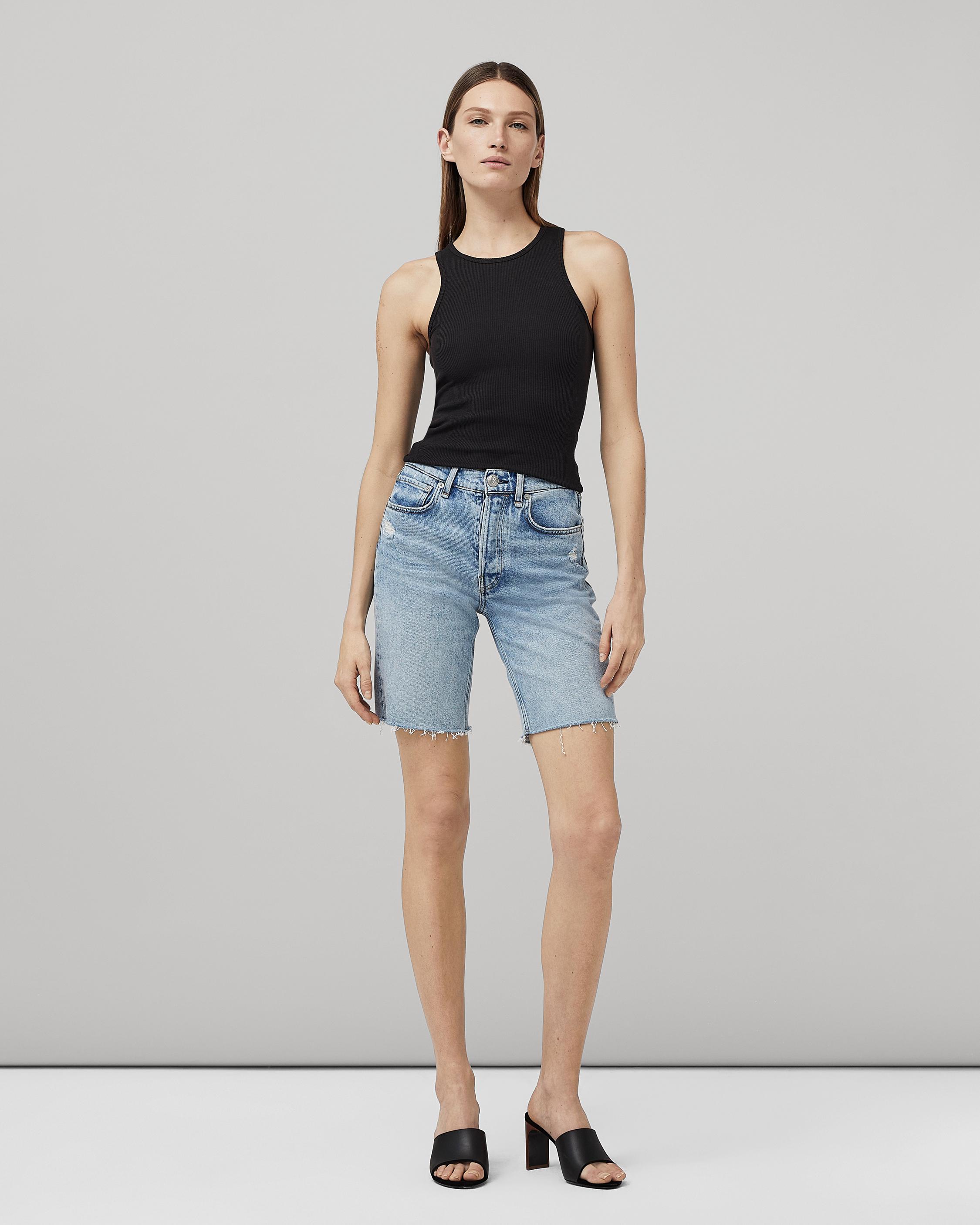 Bermunda denim shorts with highwaist