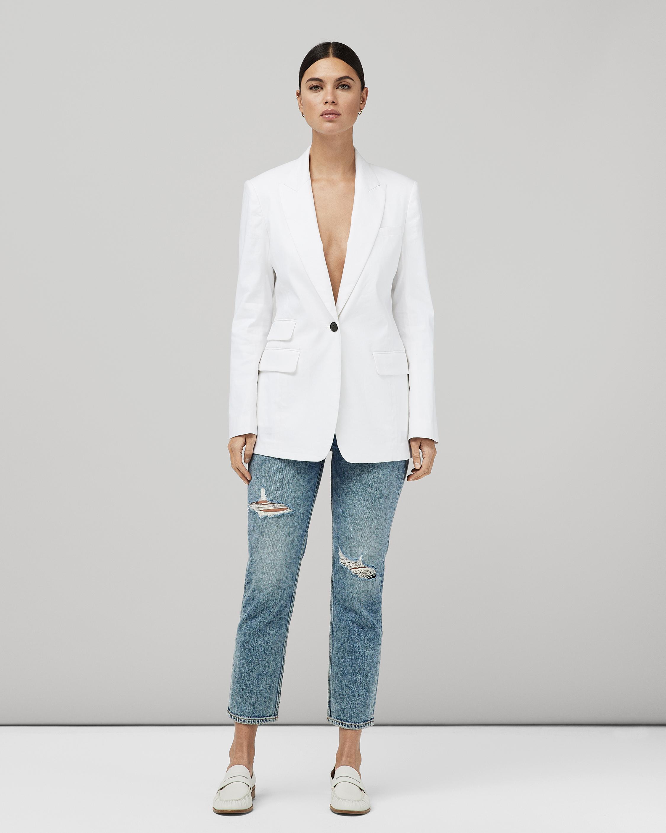 Rag & Bone Jean Womens White Cotton High Rise Slim Straight Leg