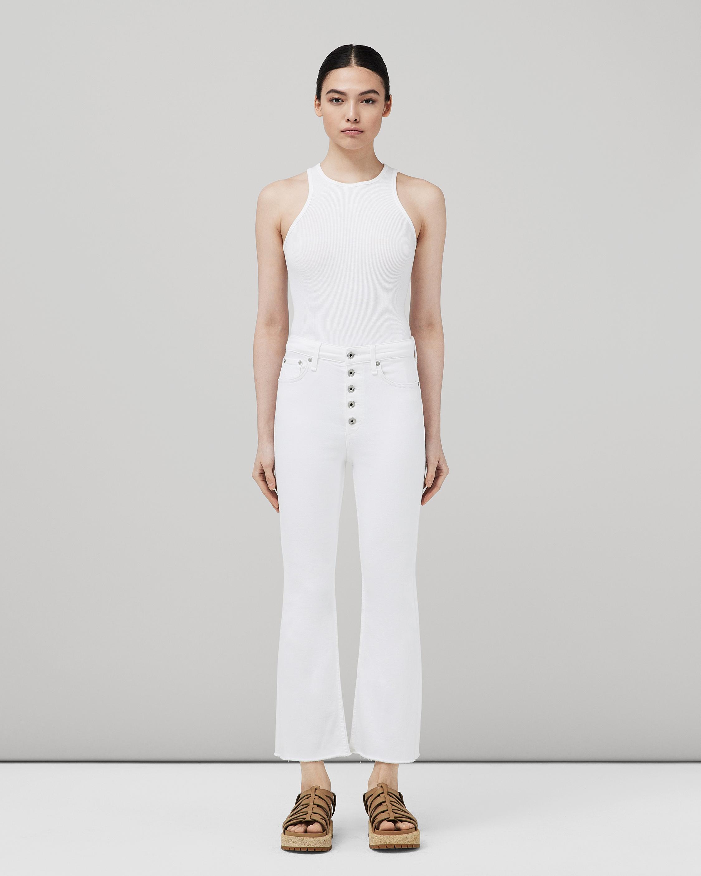 White Jeans for Women, Slim Fit with Ankle Flare