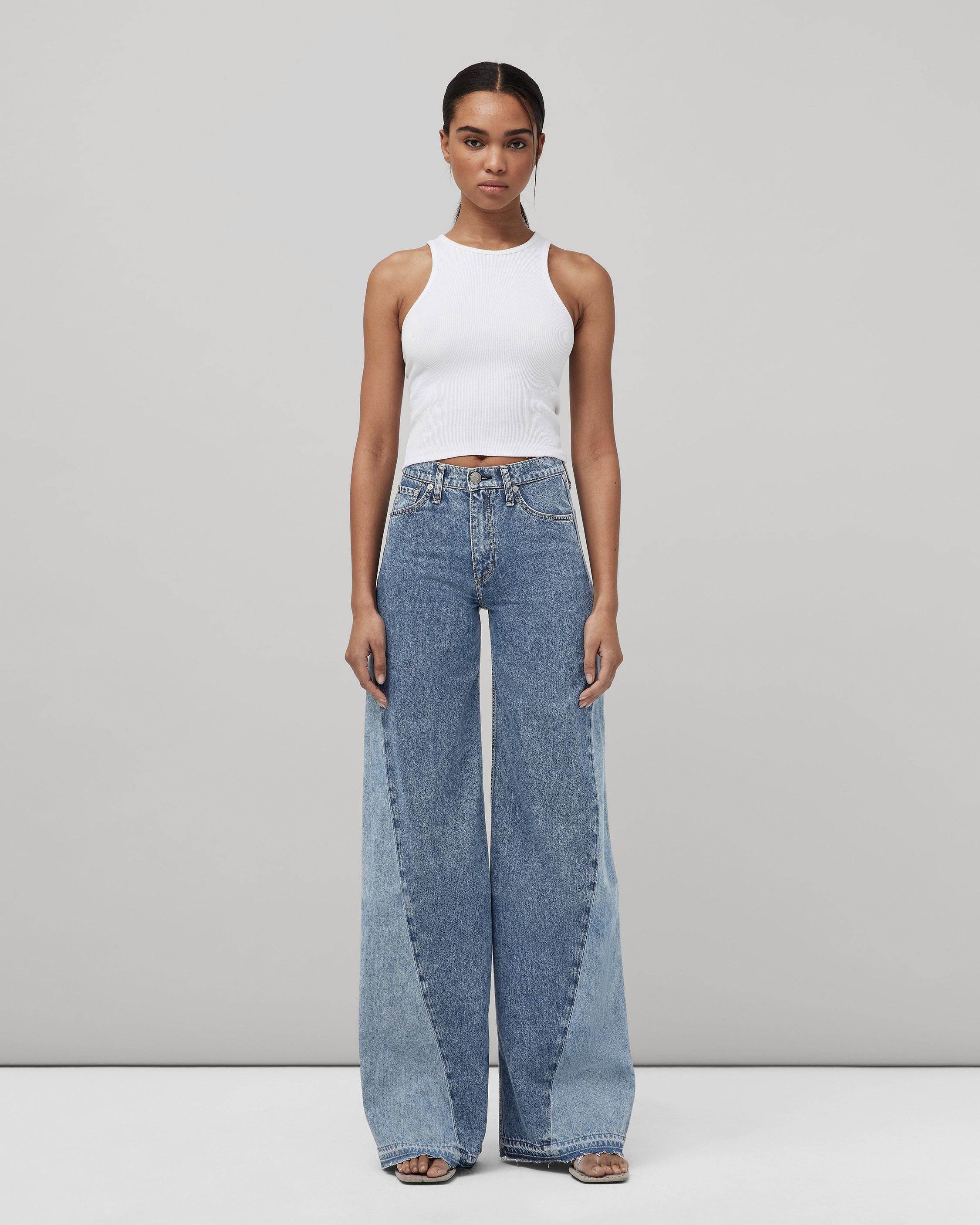 Sofie Wide Leg - Two Tone: High-Rise Rigid Jean | Rag & Bone