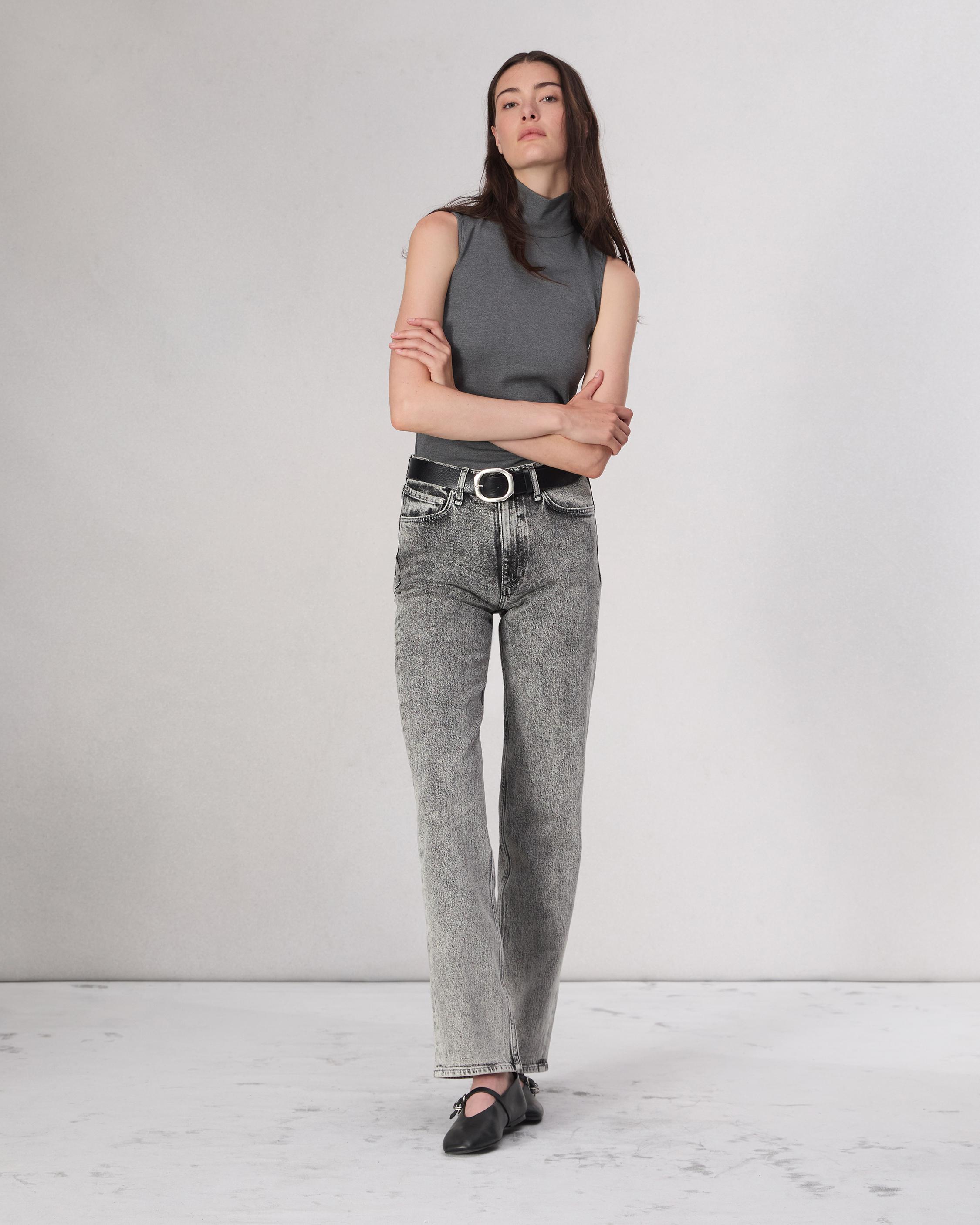 Pantalon Droit En Cuir Rag & Bone Harlow - Taille 31, Noir, Neuf Sans étiquettes