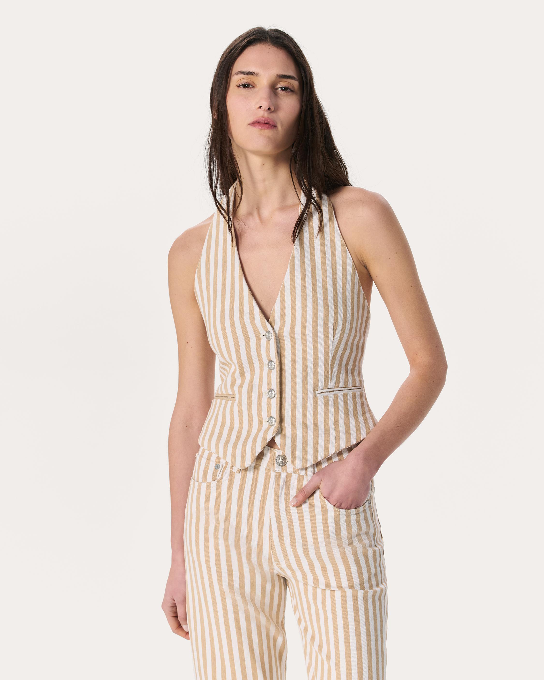 Ethel Striped Denim Vest image number 1