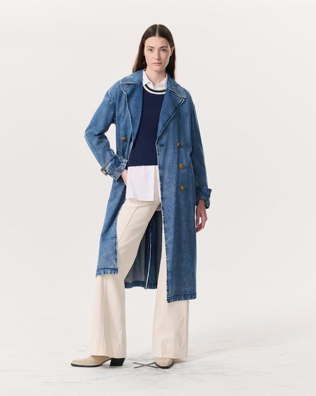 Featherweight Alora Denim Trench Coat - Beekman | rag & bone Featherweight Alora Denim Trench Coat - Beekman | rag & bone