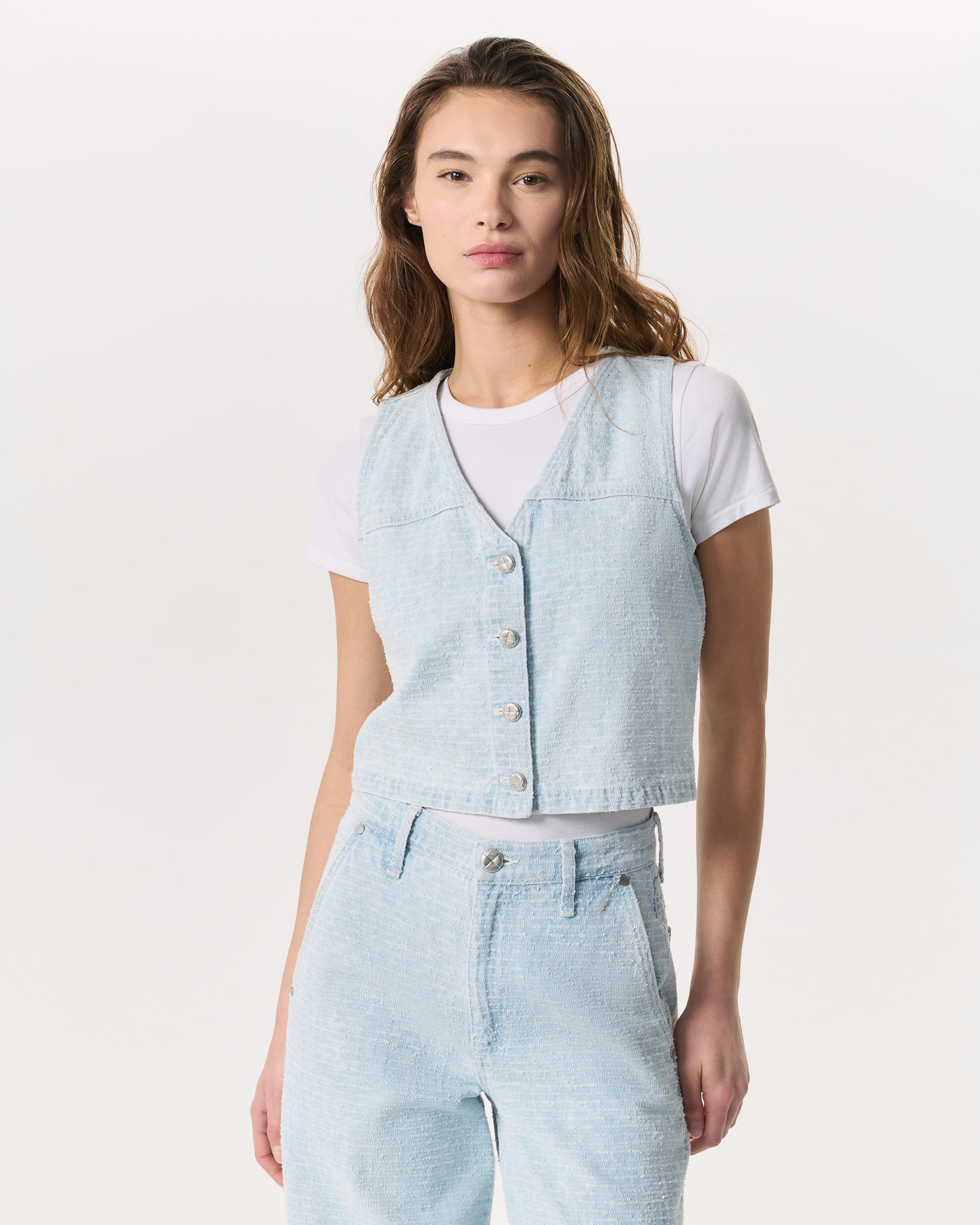 Juliana Textured Denim Vest image number 1