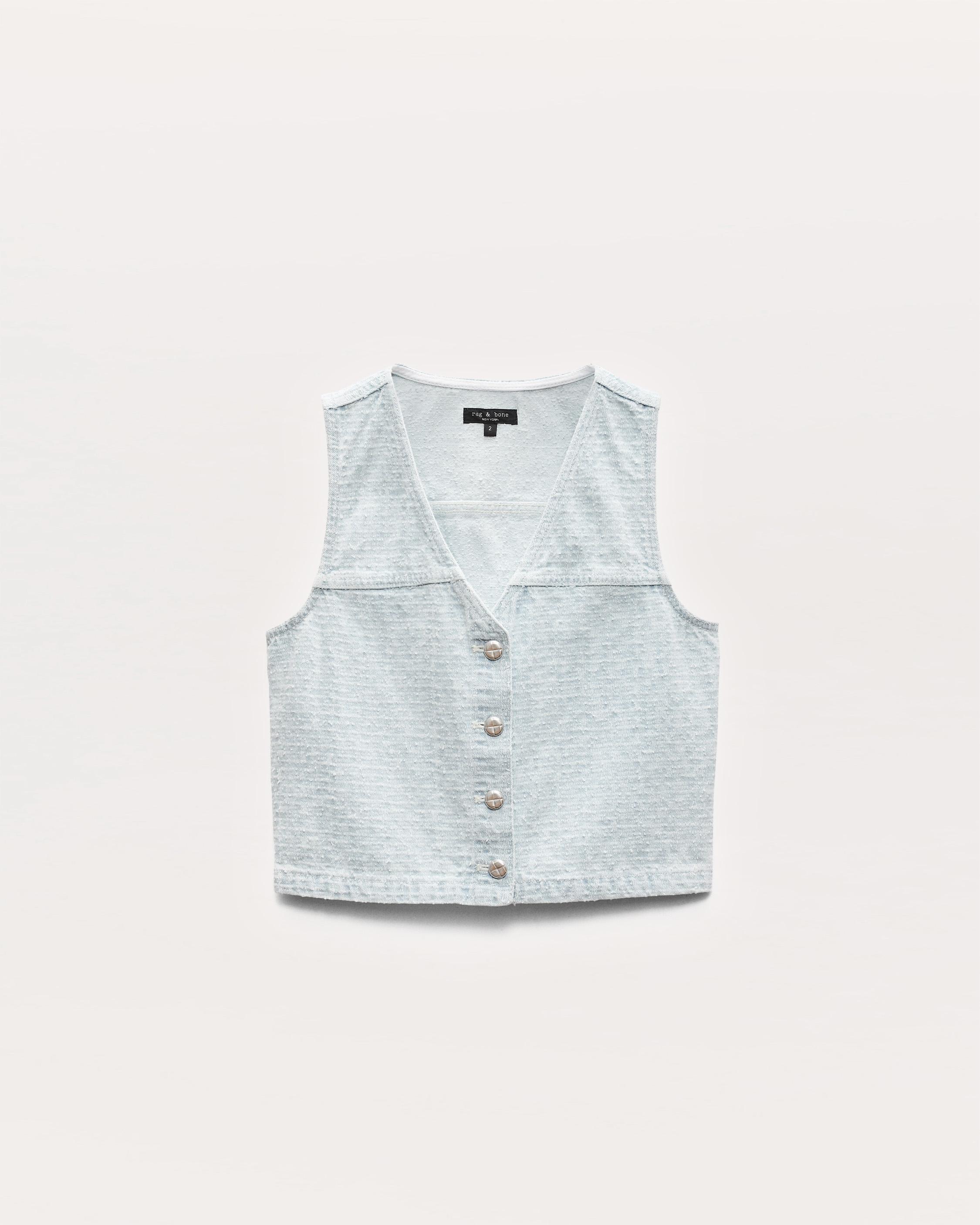Juliana Textured Denim Vest - image 2