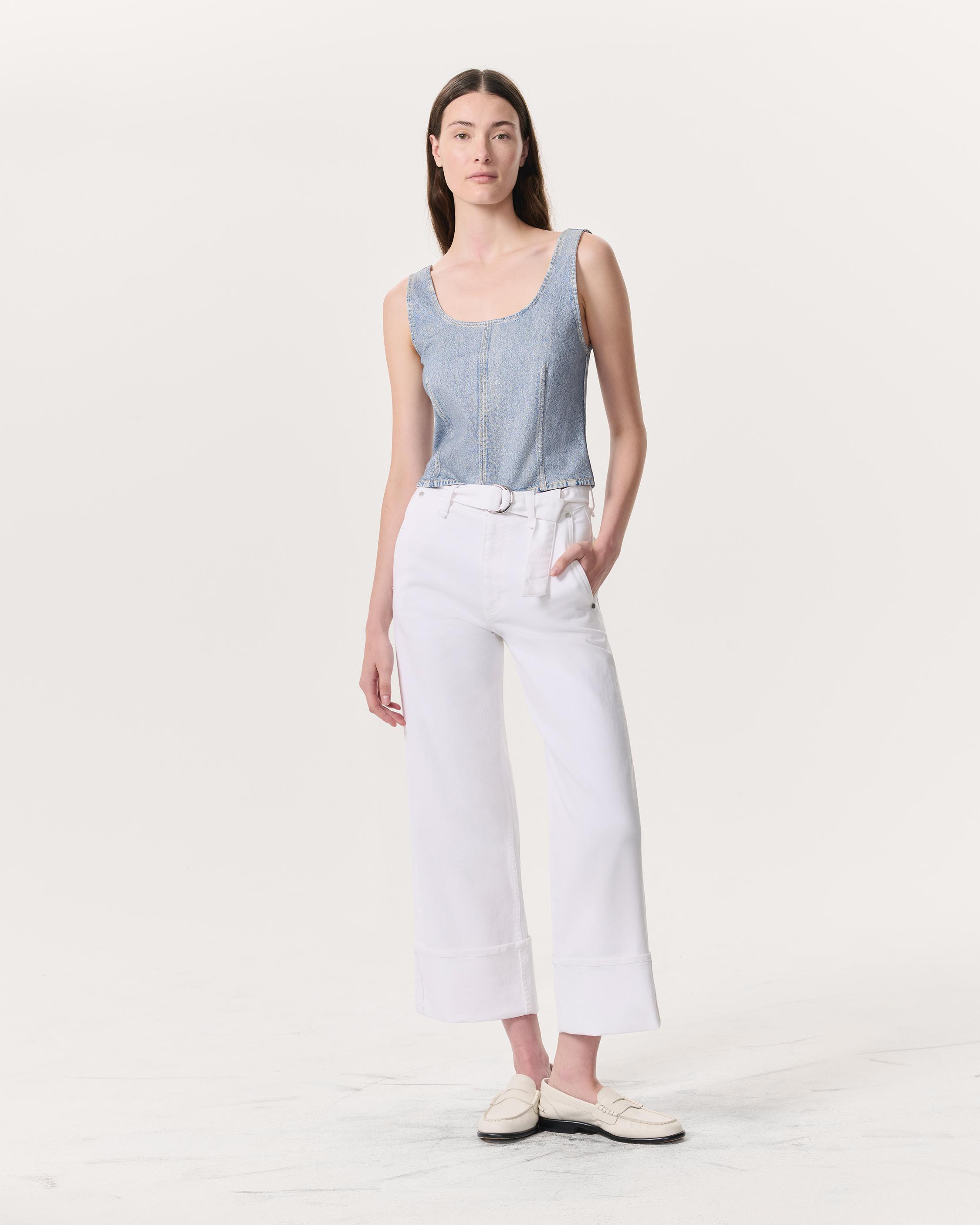 Andi Belted Ankle-Length Wide-Leg Jeans