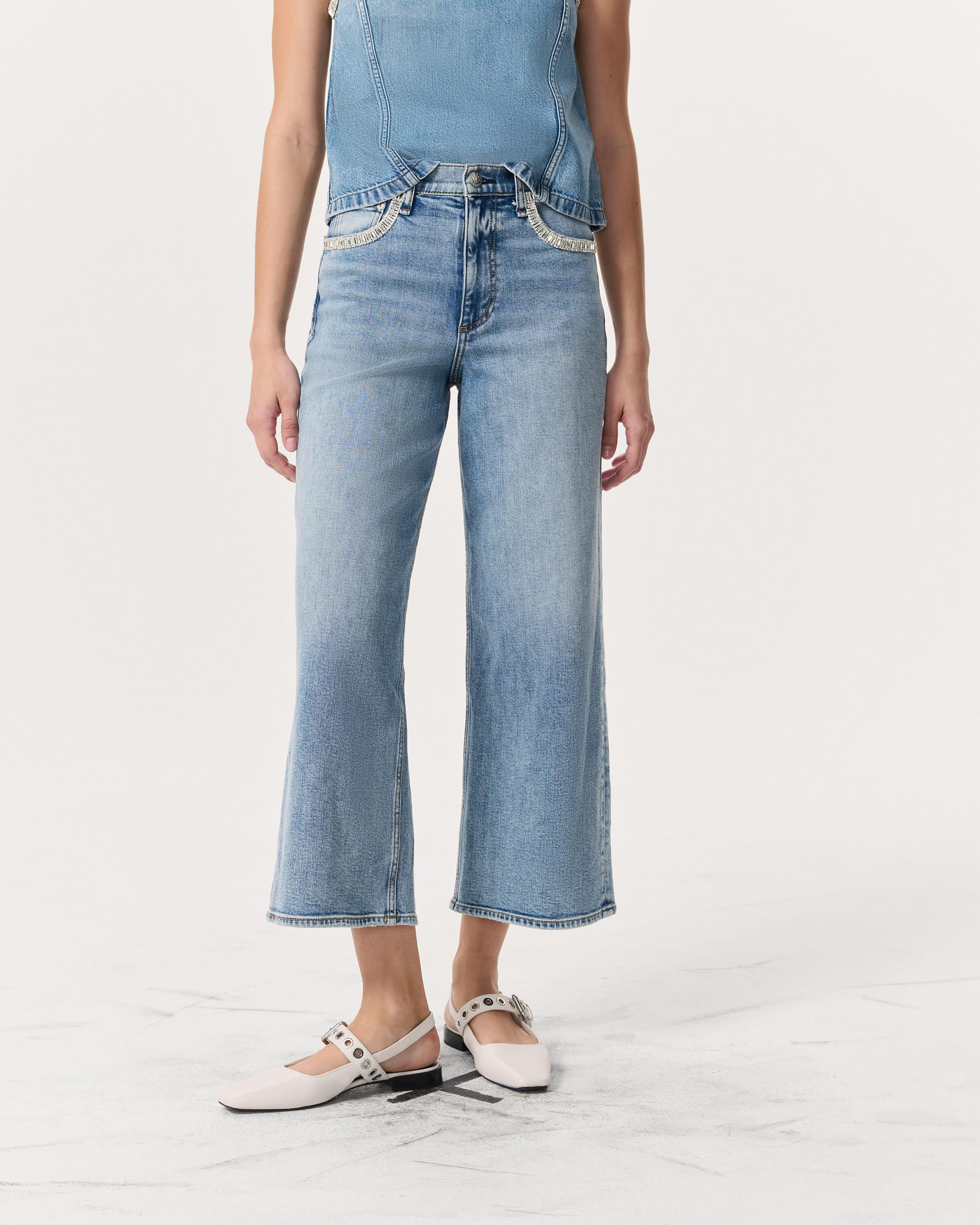Andi Embellished Ankle-Length Wide-Leg Jeans - image 3