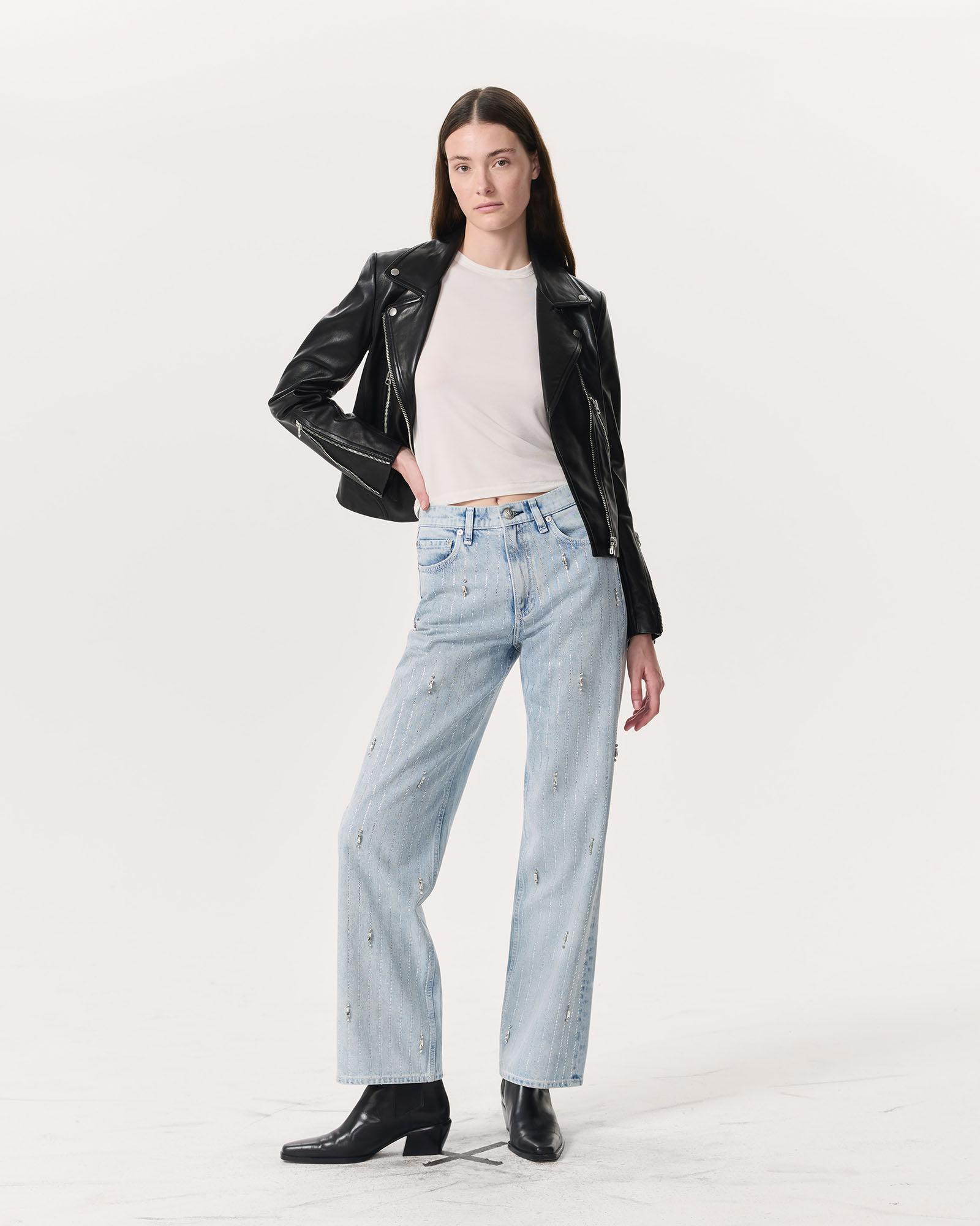 Shea Embellished Relaxed Straight Jeans - Aliah With Jewel Stripe | rag & bone