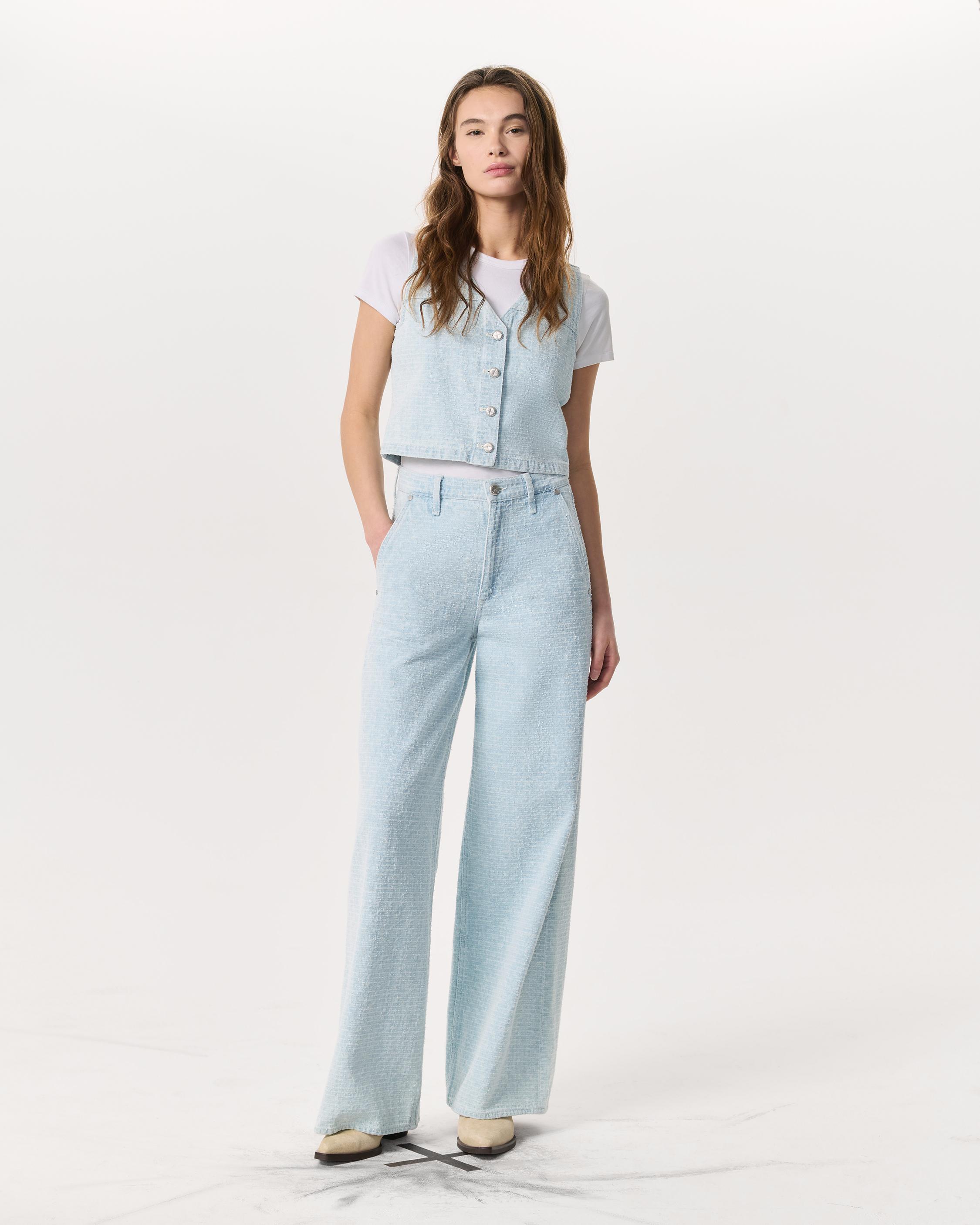 Tailored Sofie Textured Wide-Leg Jeans - Sky Blue Tweed | rag & bone