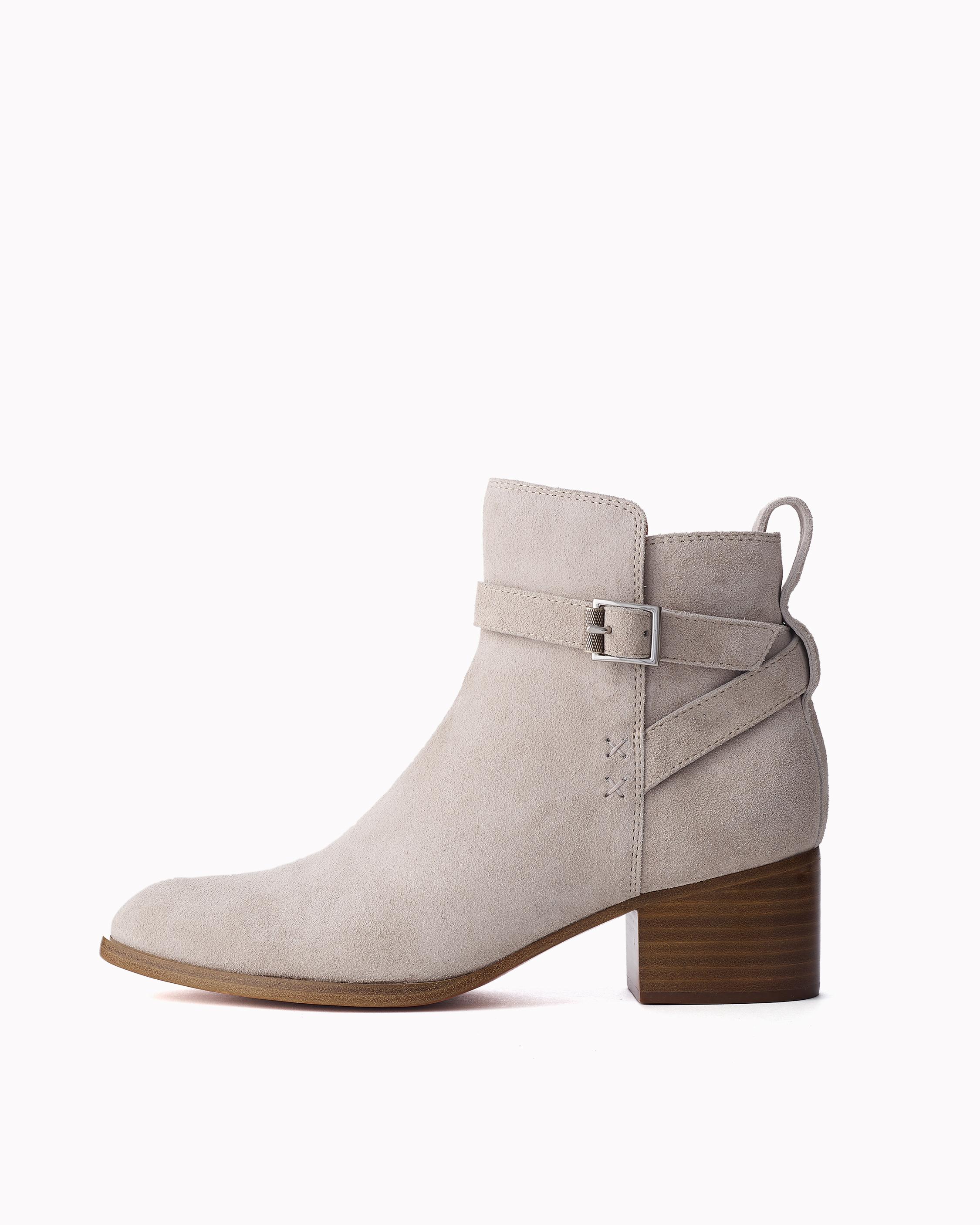 Walker Buckle Chelsea Boots in Ice Grey Suede rag bone