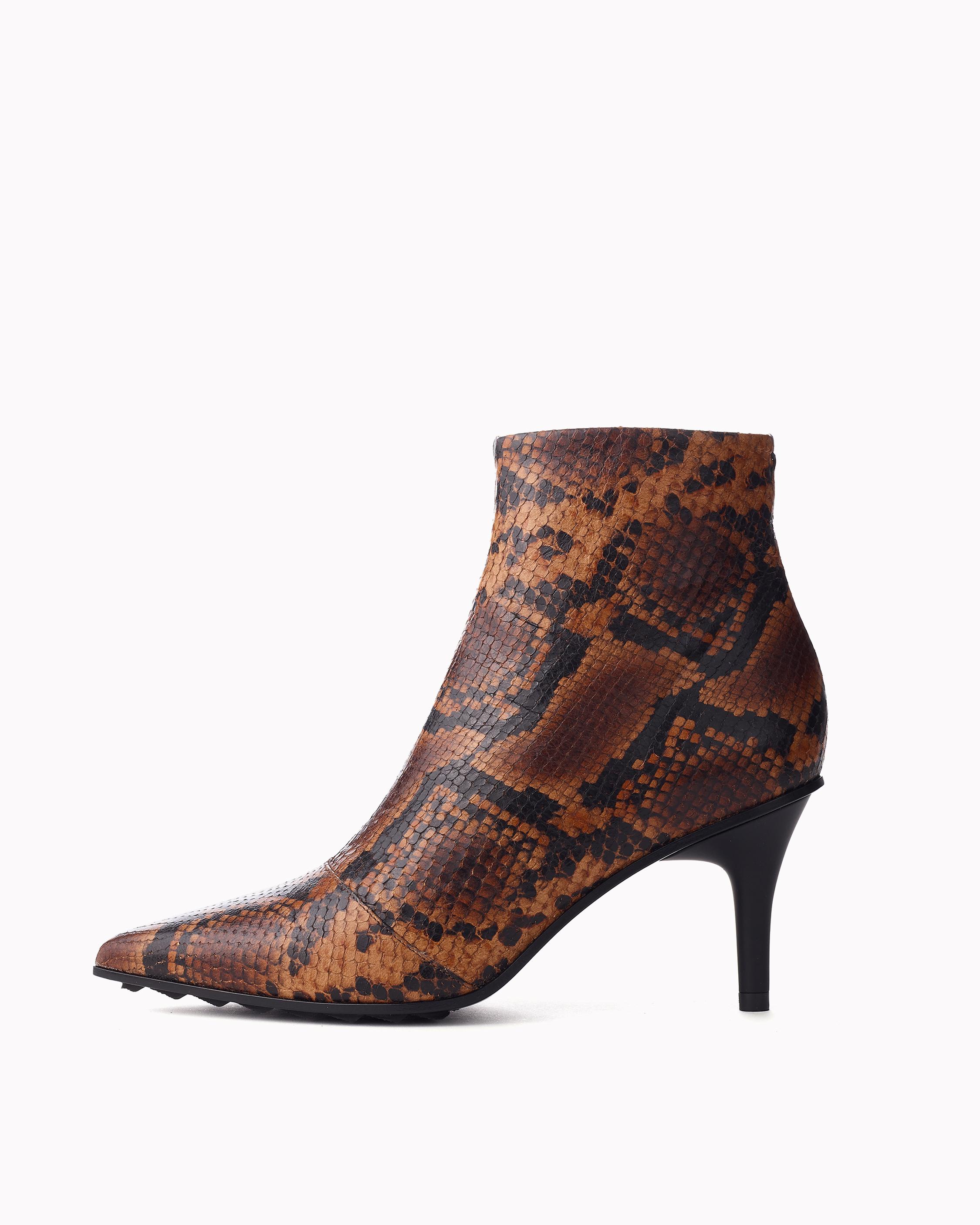 Beha Moto Stiletto Boots in Brown Snakeskin rag bone