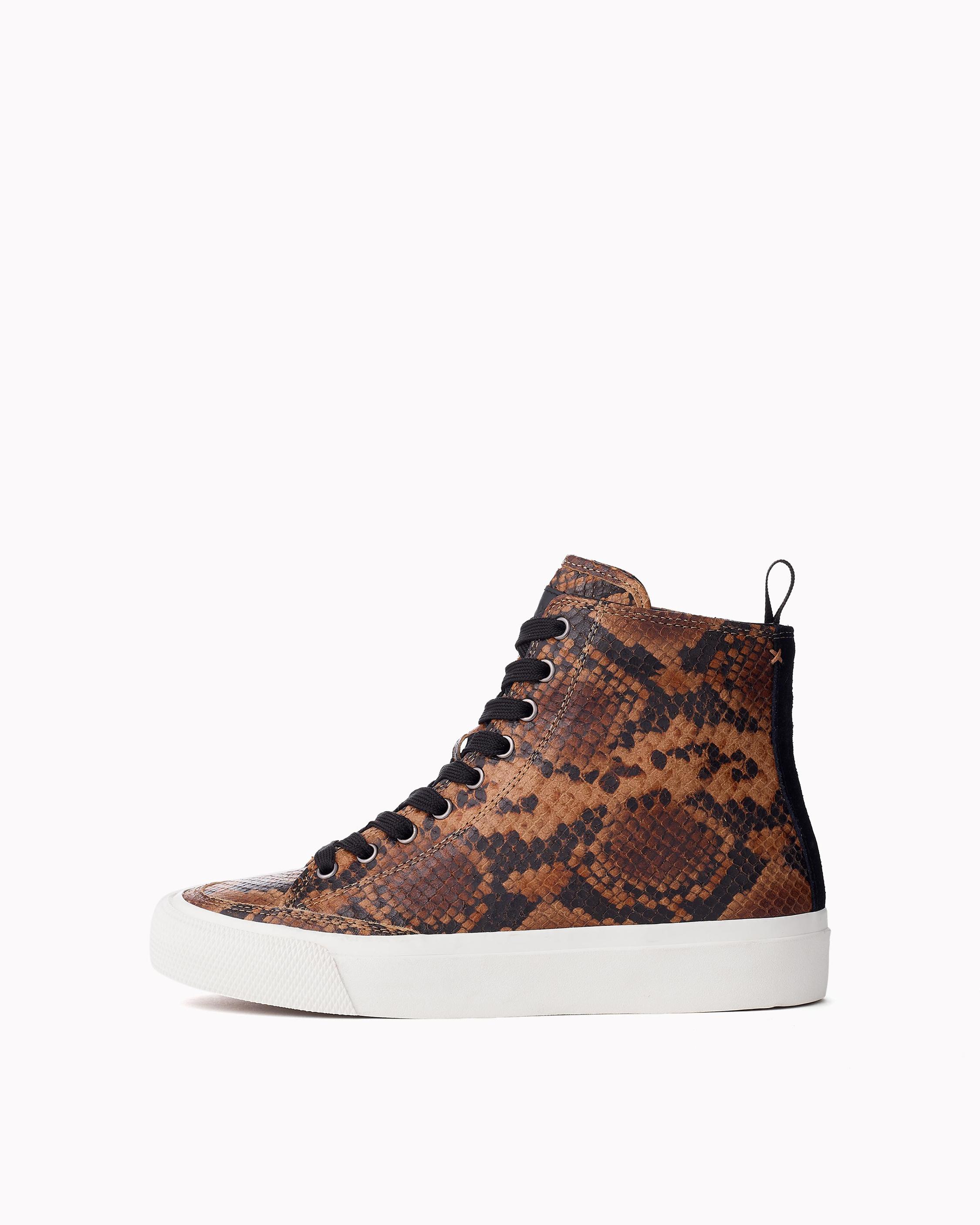 Rb High Top Sneakers in Brown Snakeskin rag bone