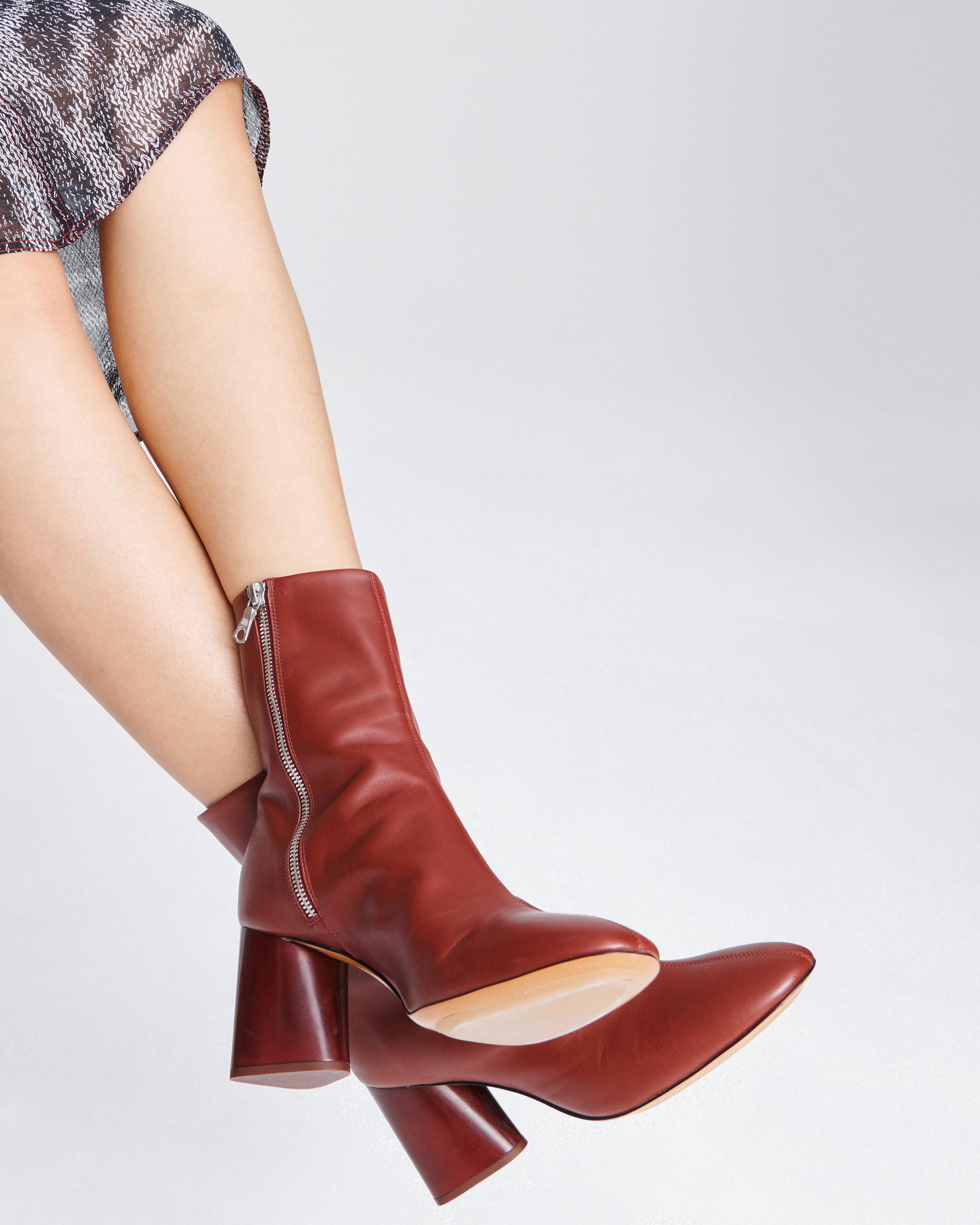 Fei Stacked Heel Ankle Boot in Russet Red rag bone