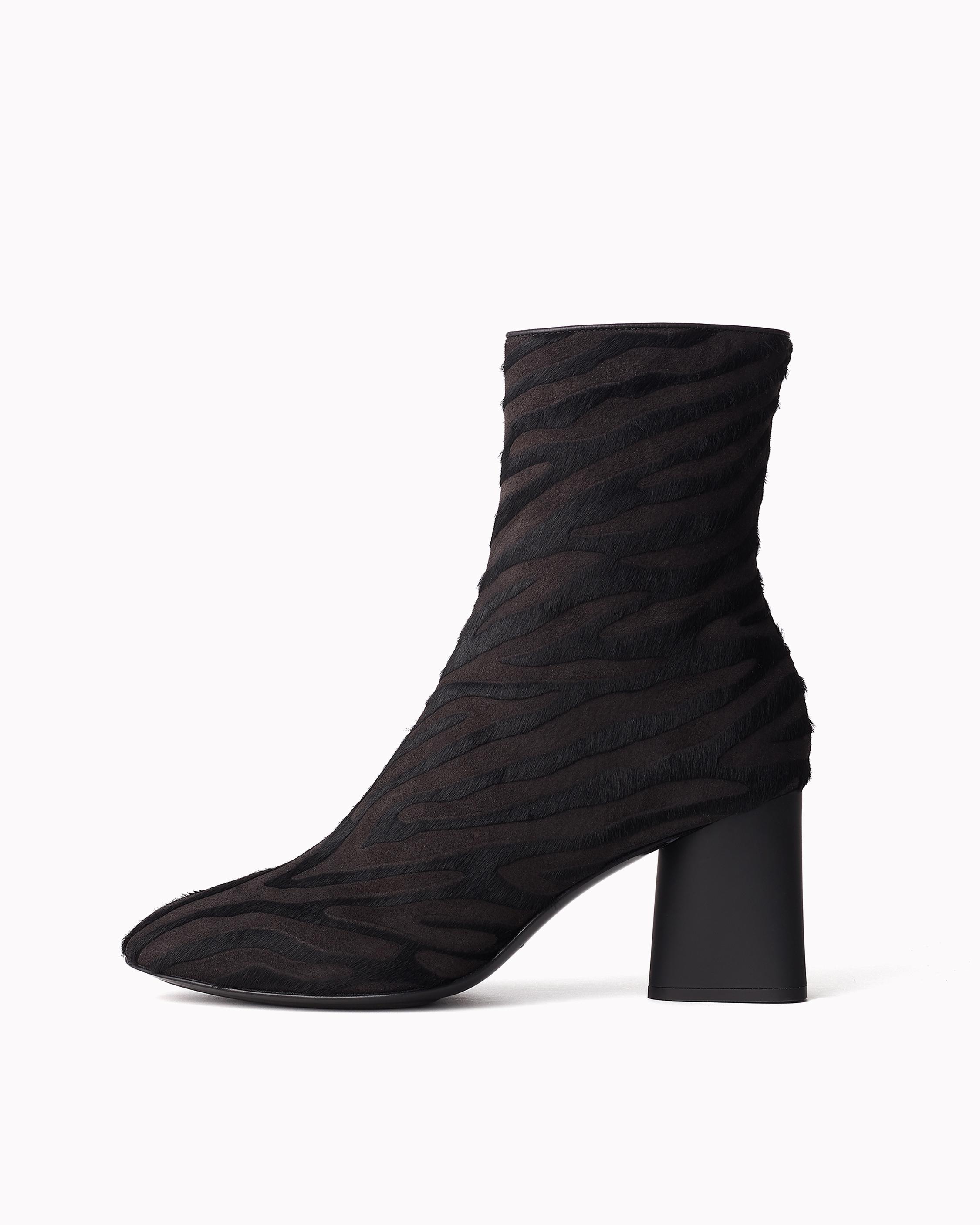 Fei Stacked Heel Ankle Boots in Black Zebra | rag & bone