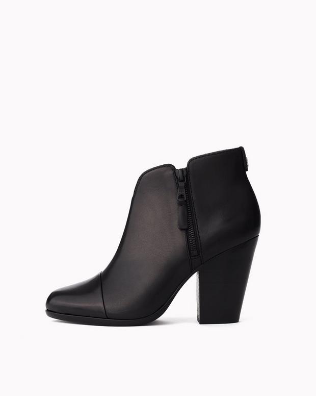 Margot Leather Heeled Ankle Boots in Black   rag & bone