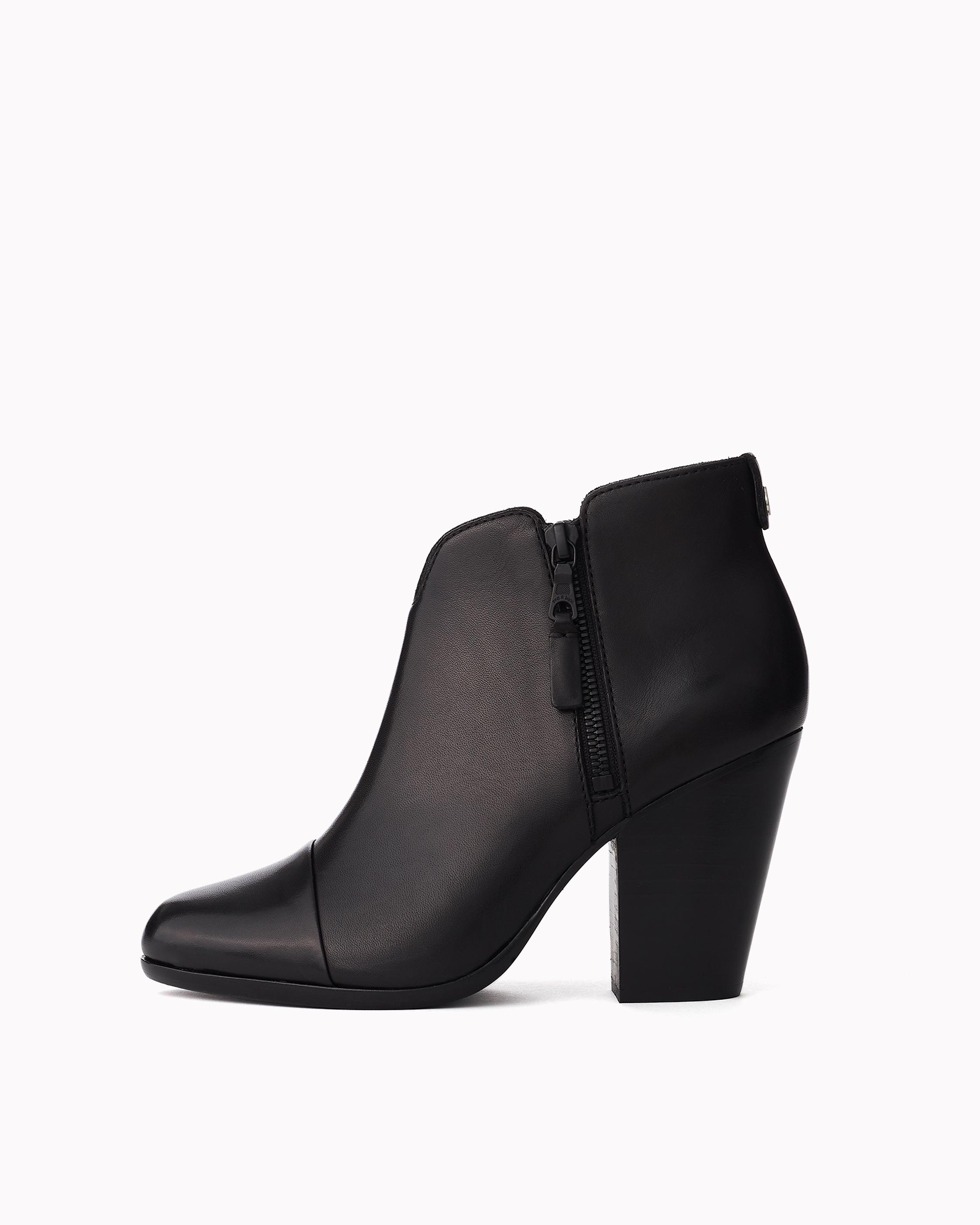 Margot Leather Heeled Ankle Boots in Black rag bone