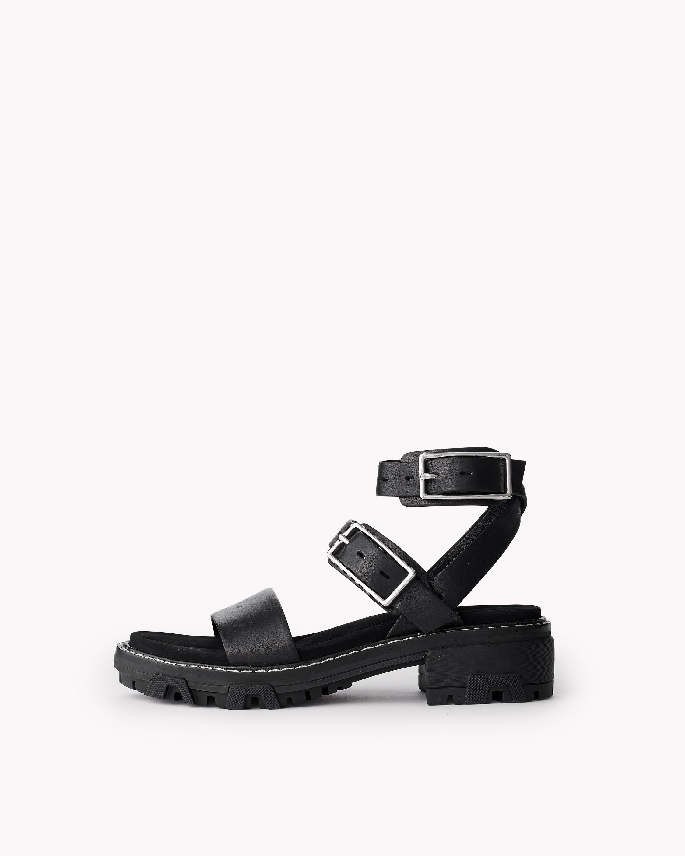 Shiloh Multi-Strap Black Leather Sandals
