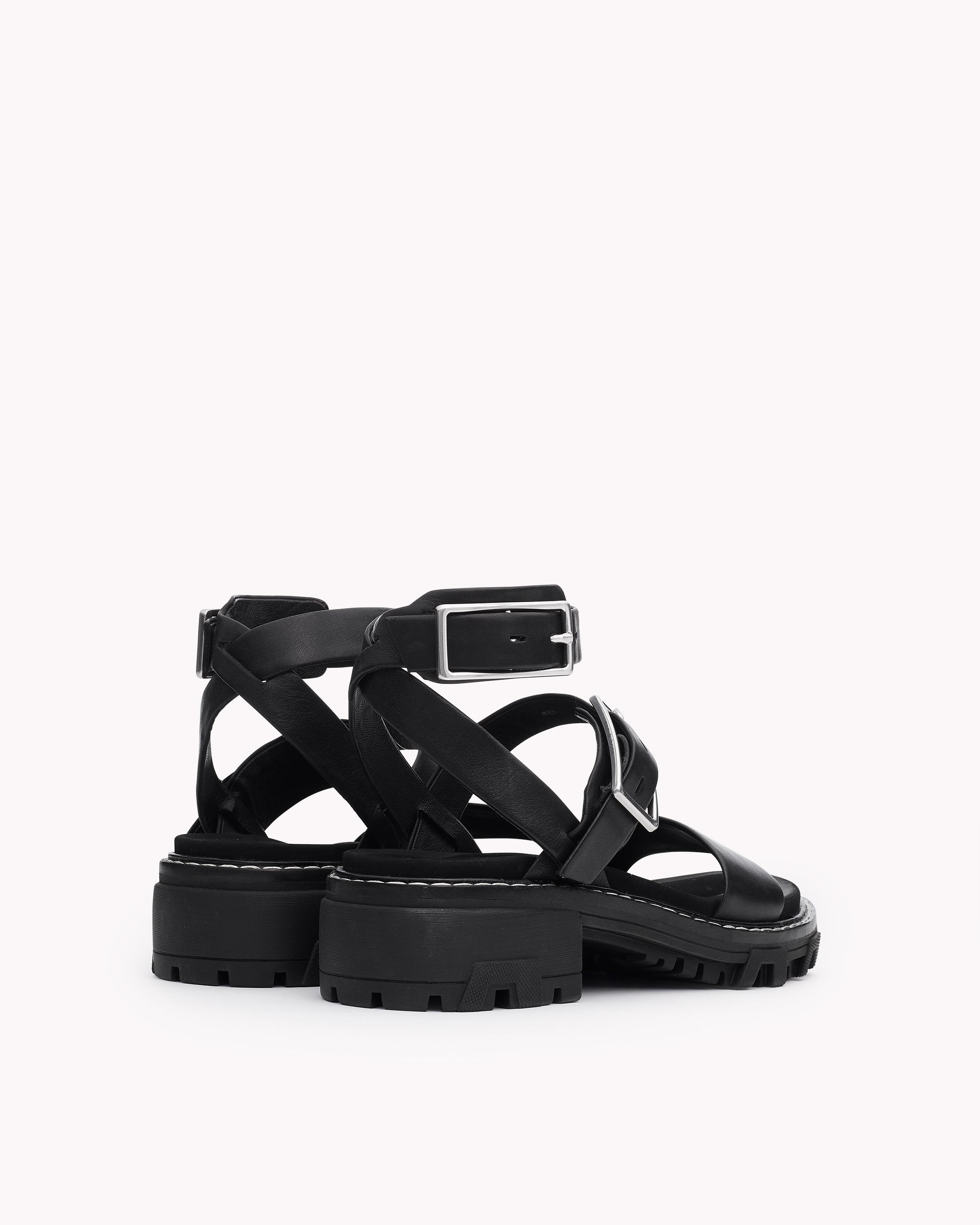 Shiloh Multi-Strap Black Leather Sandals