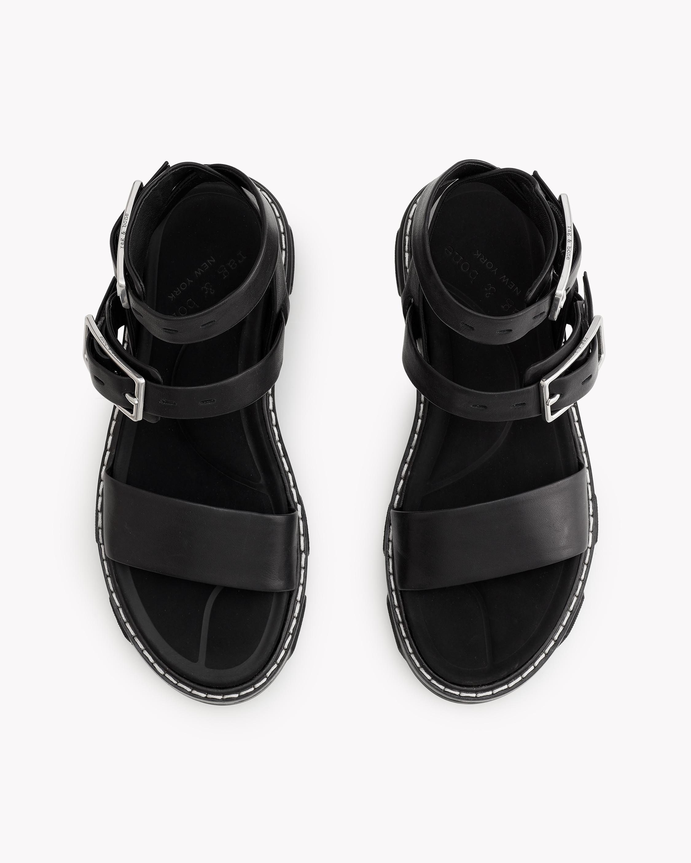 Shiloh Multi Strap Black Leather Sandals rag bone