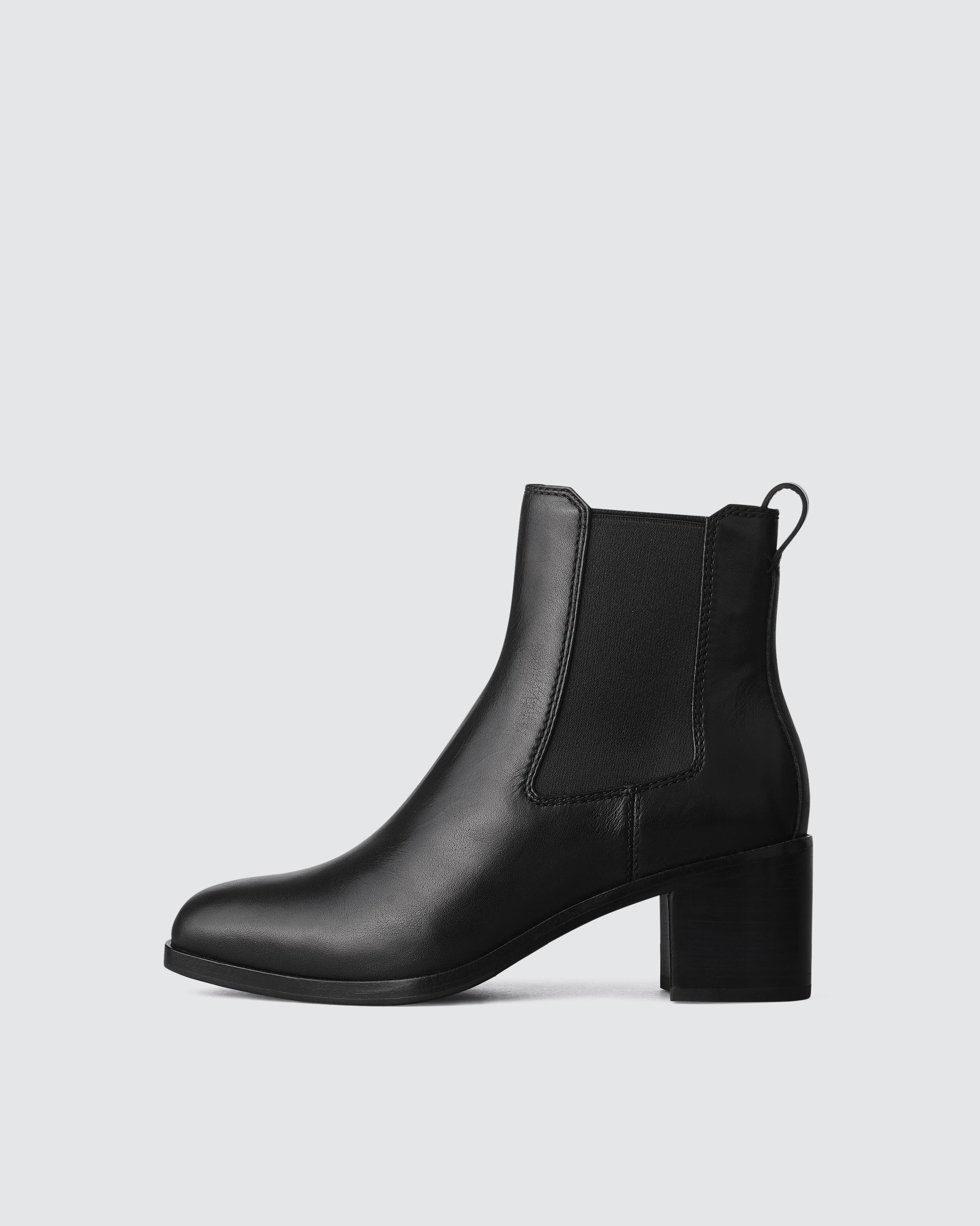 Black Leather Ankle Boot With Belt